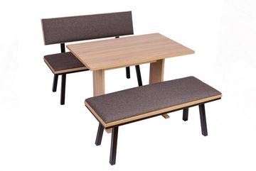 kundler home Essgruppe 'Die Elegante' Füße Massiv Holz, Bank 120cm, Tisch Set 3-tlg.