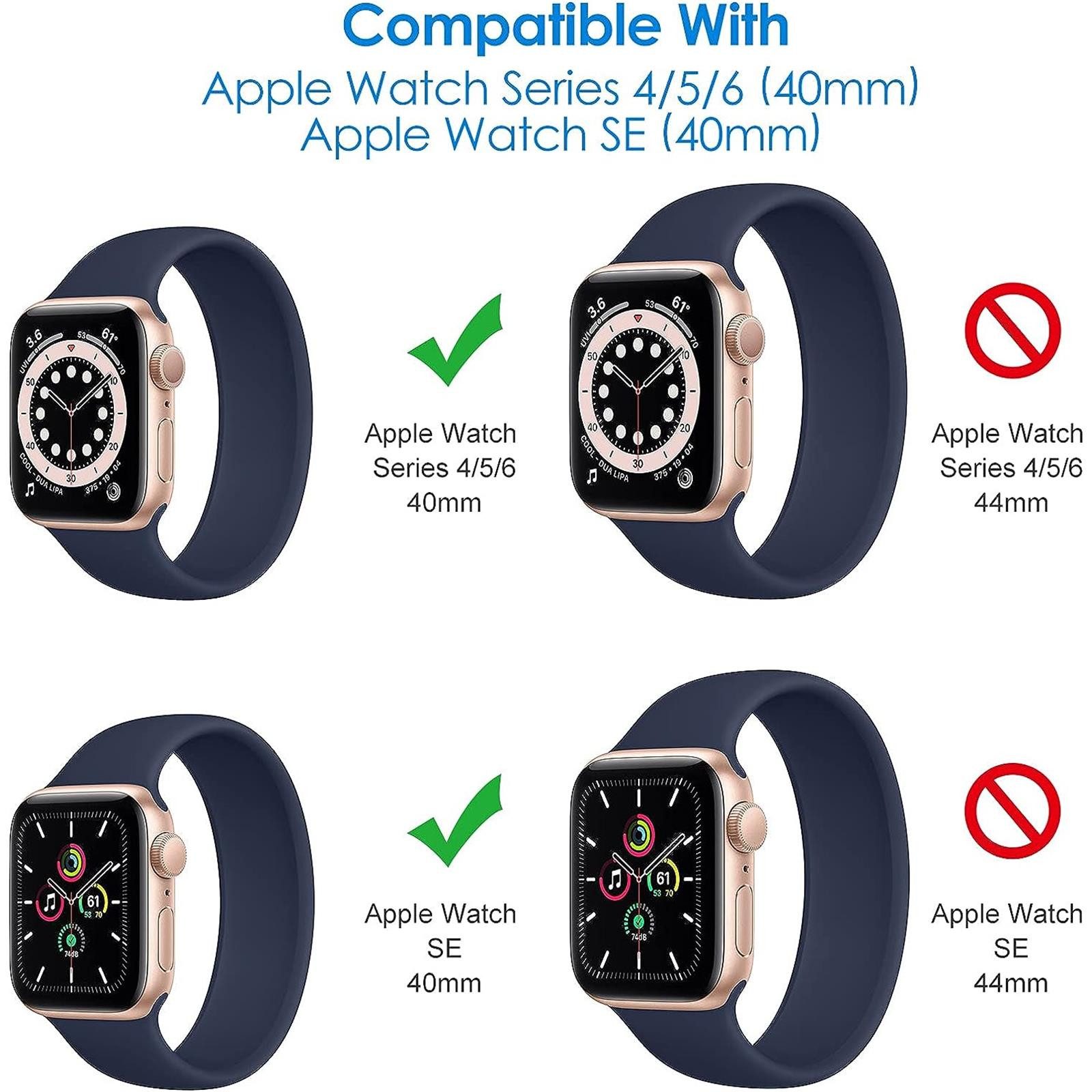 CoolGadget Smartwatch-Hülle Silikon Case Hülle für Apple Watch 4 5 6 SE 40mm 4,0 cm, Schutzhülle 40mm für Apple Watch Series 4 5 6 SE