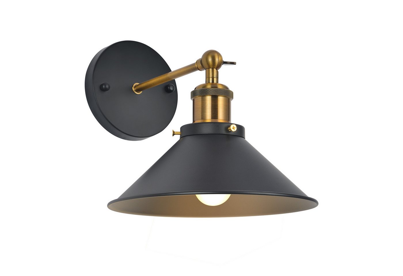 Riserva Wandleuchte Wandleuchte innen Vintage Schwarz-Gold, E27, ohne Leuchtmittel