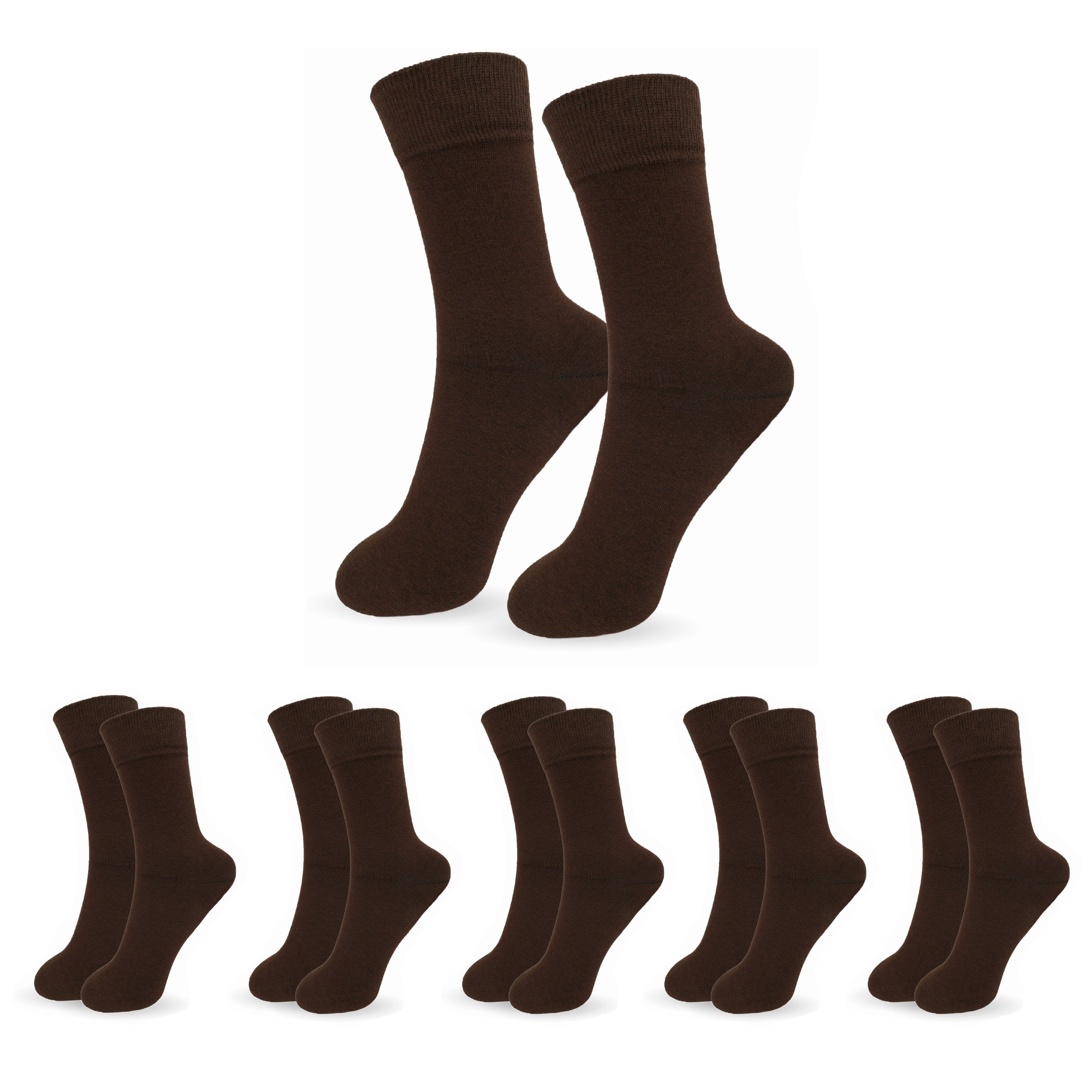 SO.I Businesssocken Herrensocken Lange Freizeit-Socken für Herren aus Baumwolle (Größen: 39-46, 5-15er Pack) Atmungsaktiver Stoff 5x Braun