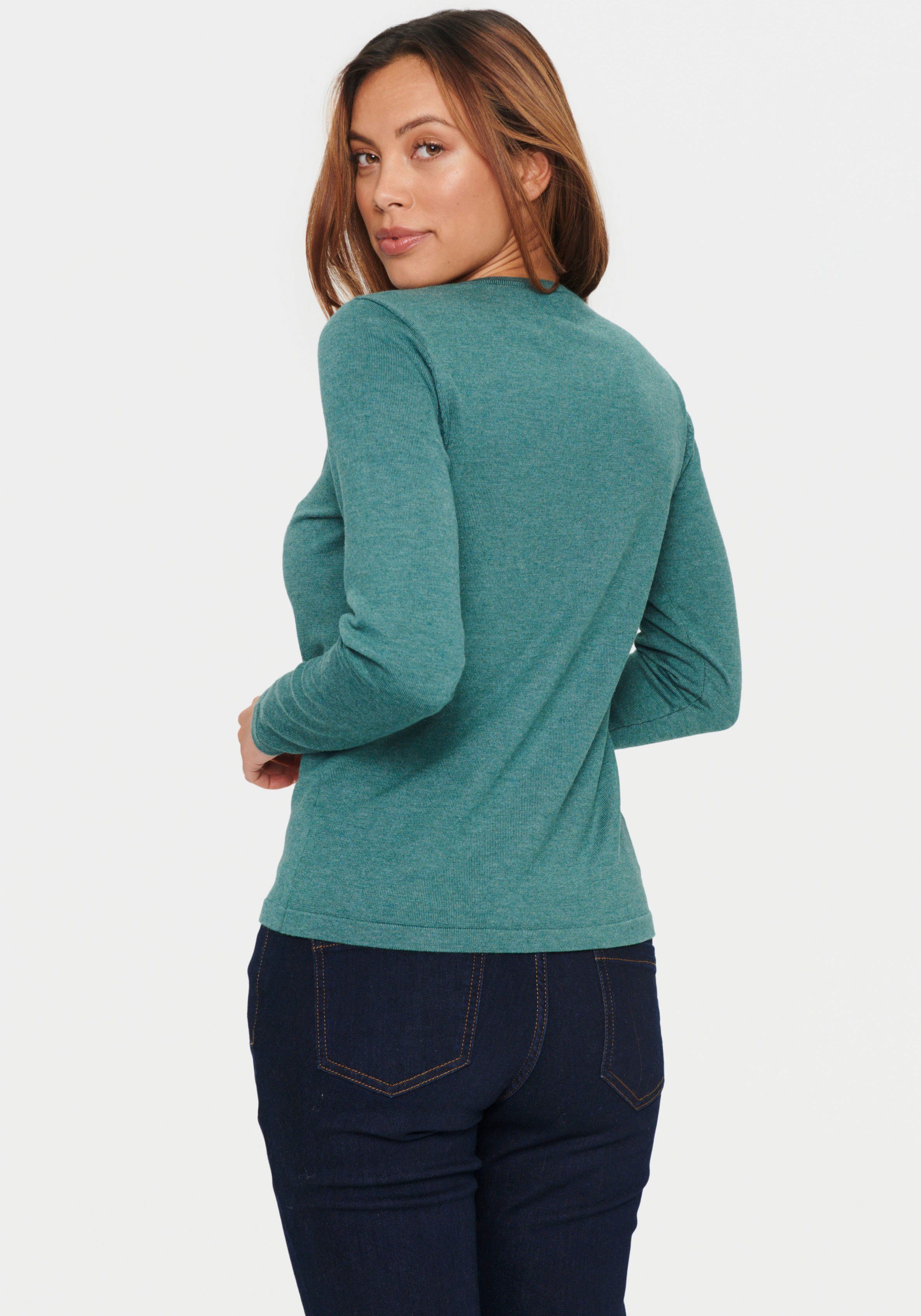 Saint Tropez Strickjacke A8661, MilaSZ R-Neck Cardigan Sagebrush Green Melange