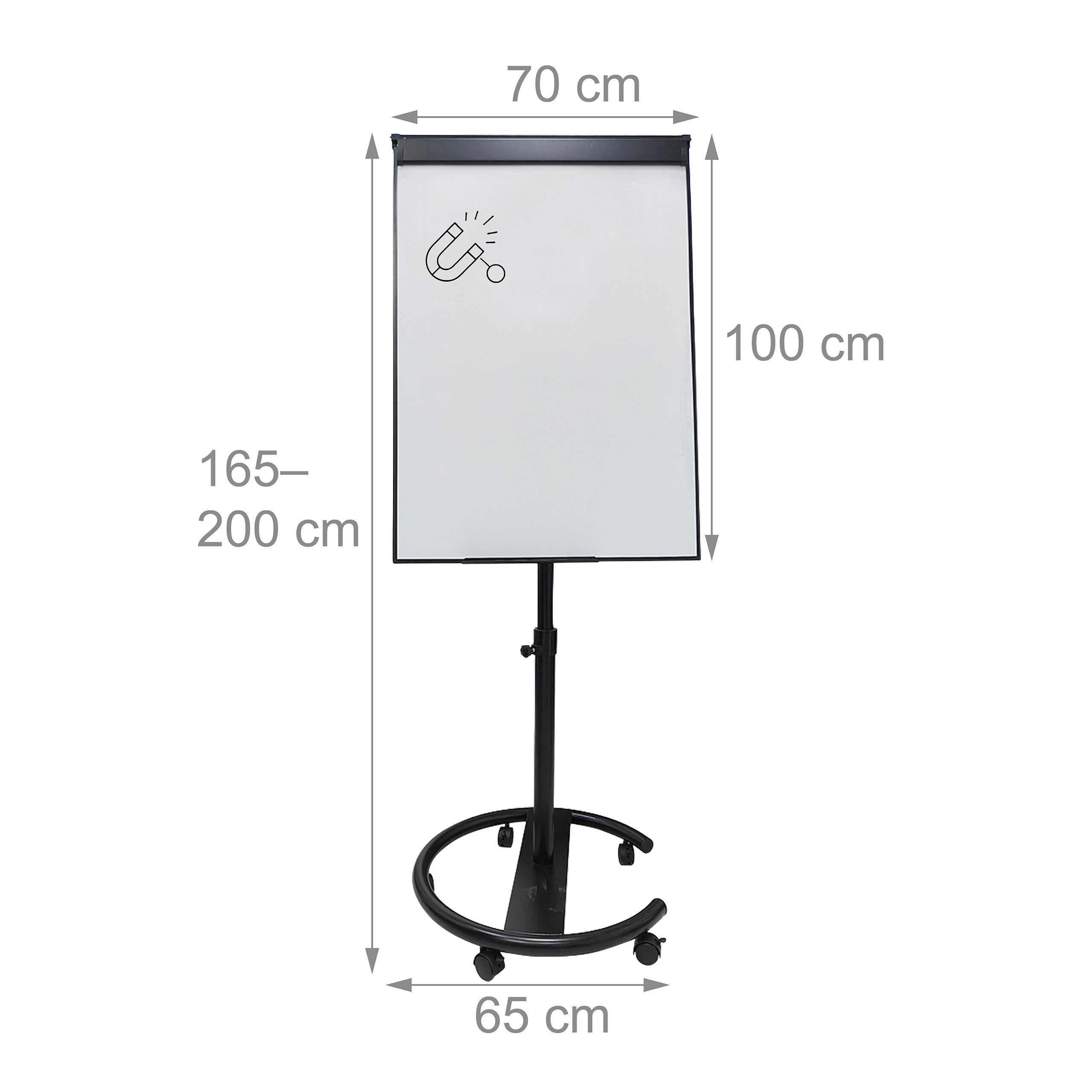 relaxdays Magnettafel Flipchart Whiteboard 100x70 cm 2 Arme, (11-tlg), schwarz – Bild 4 von 5