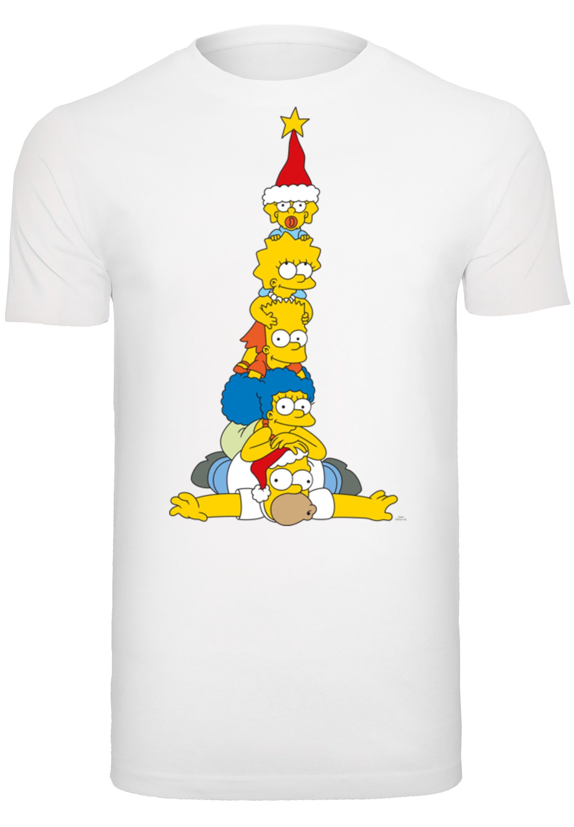 Family F4NT4STIC Print Simpsons weiß T-Shirt The Christmas Weihnachtsbaum