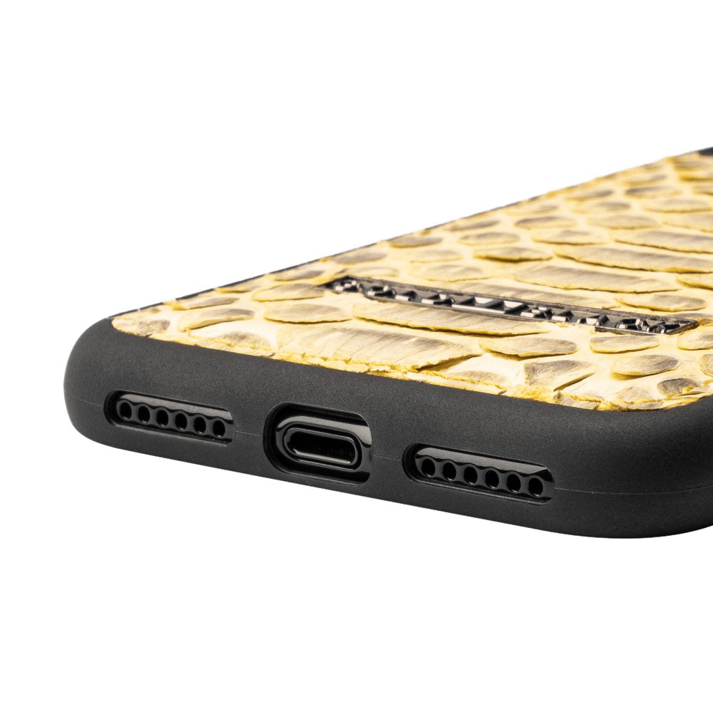 GOLDBLACK Handyhülle GOLDBLACK iPHONE 11 PRO LEDERHÜLLE PYTHON GELB