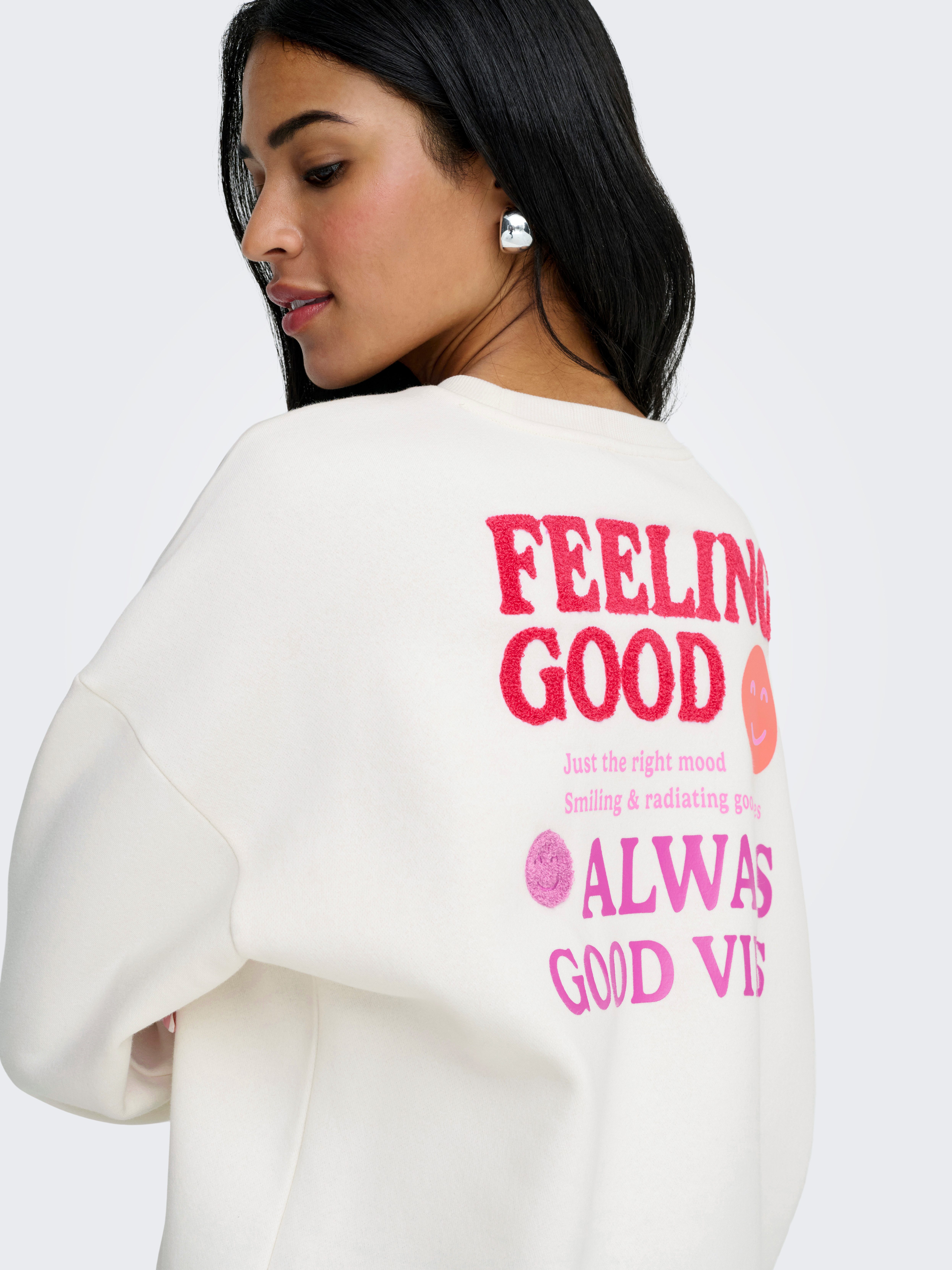 ONLY Sweatshirt ONLDAZE L/S O-NECK TERRY PRINT CS SWT mit Print auf der Vorder- und Rückseite