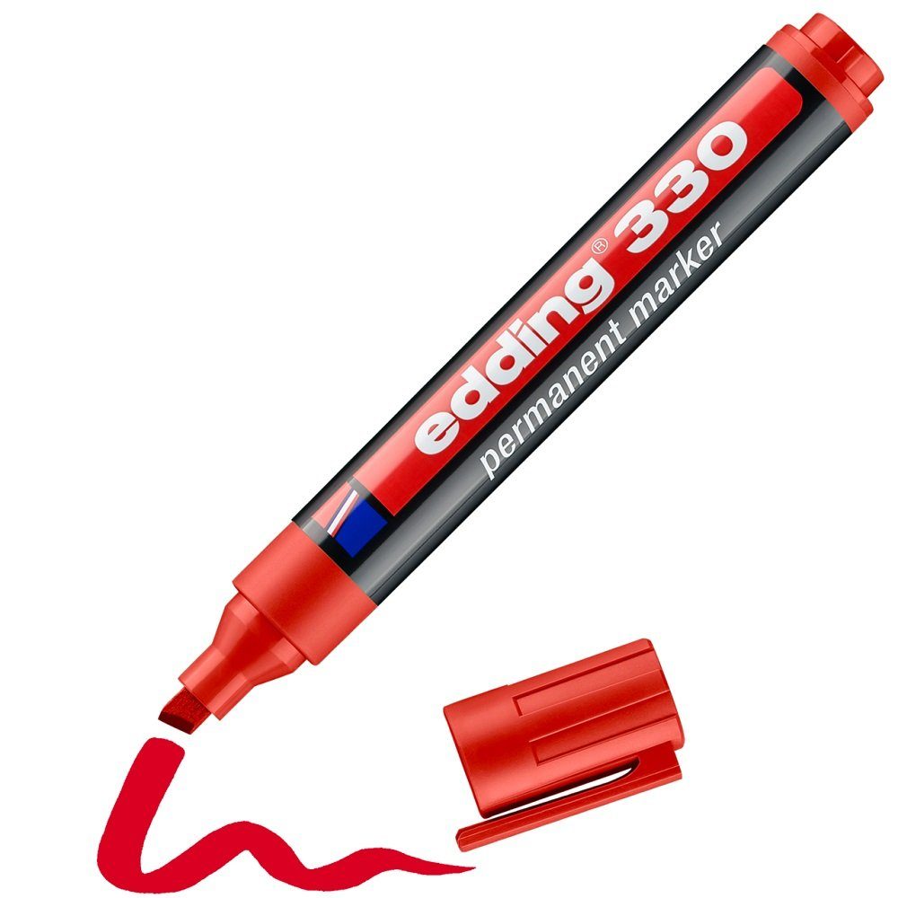 edding Permanentmarker 10 Permanentmarker 330 Keilspitze 1-5mm rot | Permanent-Marker