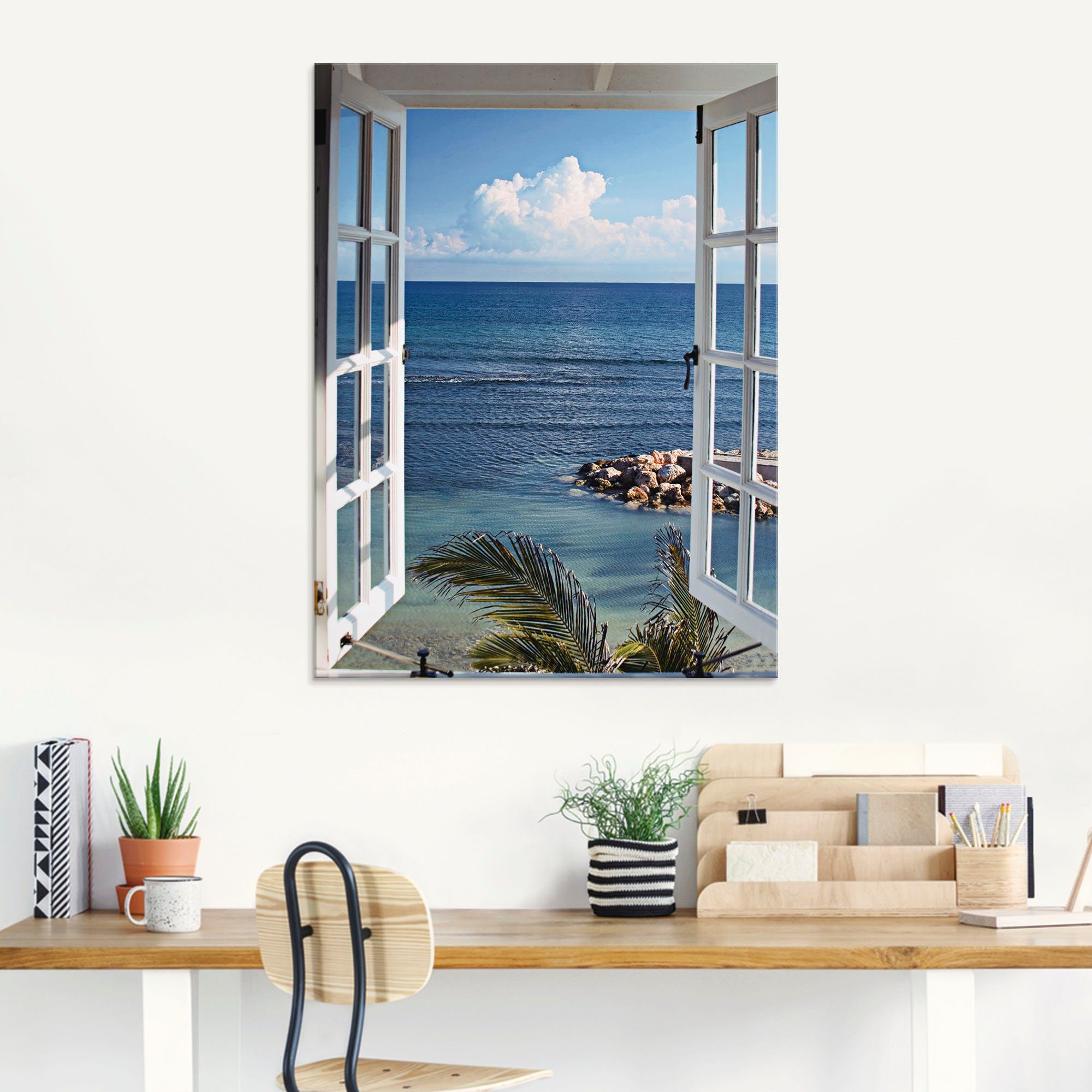 Artland Glasbild Fenster zum Paradies, Fensterblick (1 St), in verschiedenen Größen