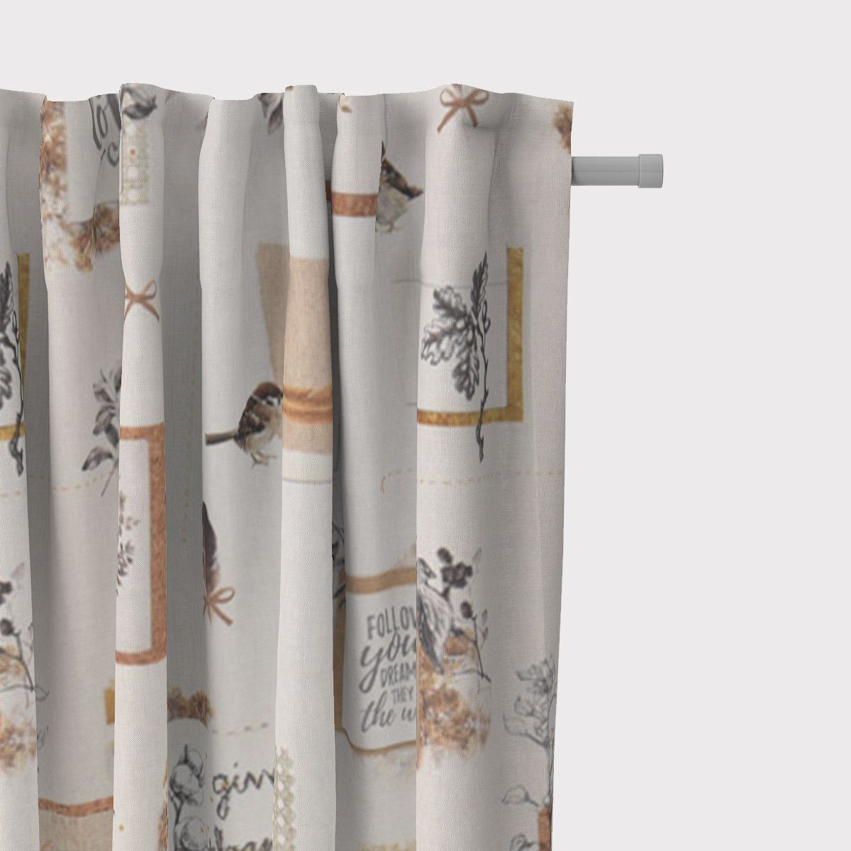 SCHÖNER LEBEN. Vorhang Gardine Lebensweisheiten beige 245cm Länge wählbar aus Standardgrößen, Smokband, blickdicht, Baumwolle, made in Germany,handmade,vorgewaschen