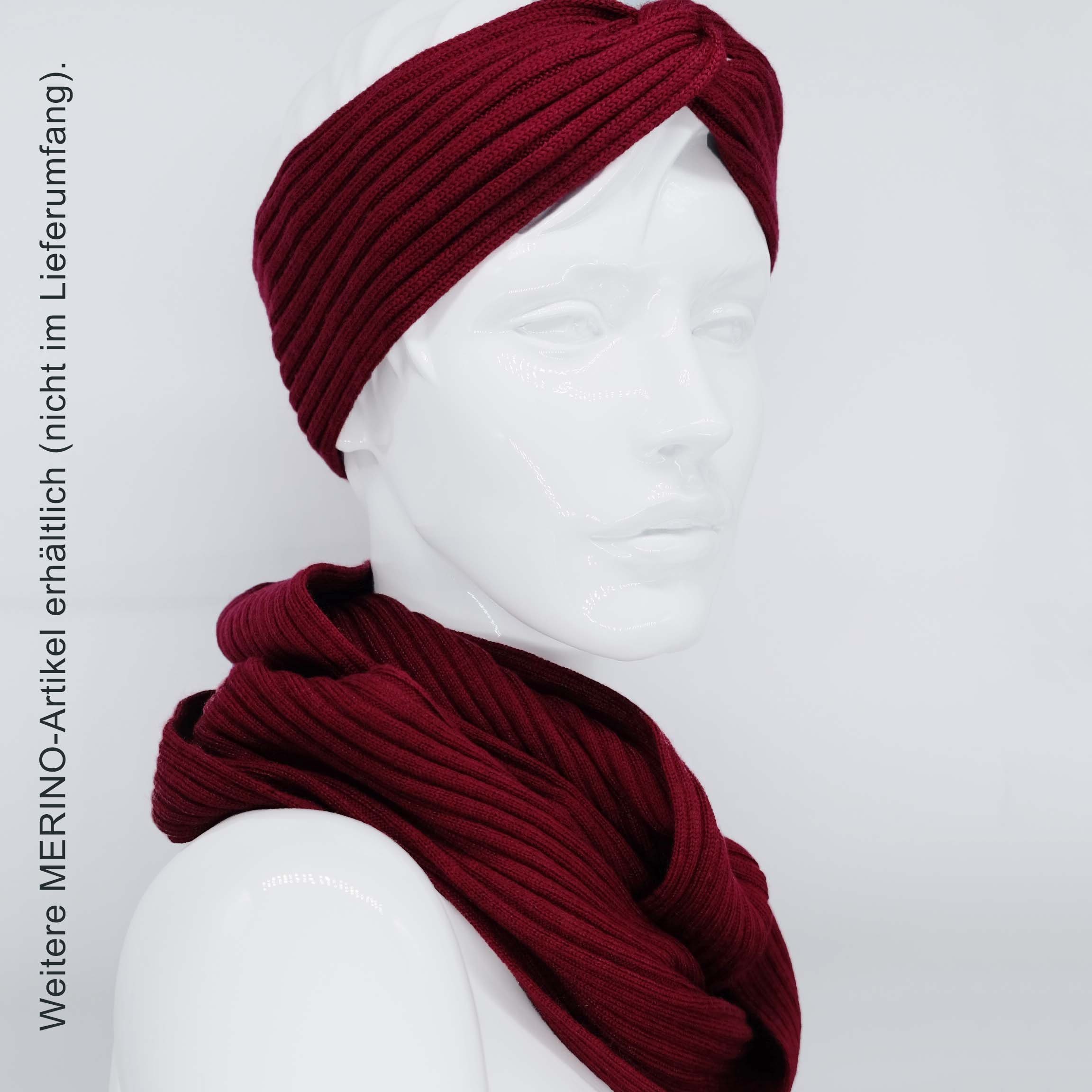 merlot Stirnband Damen Merino Stirnband Feinstrick, 100% BEAZZ WOLLE warm Ohrenwärmer Winter weich und helles rot