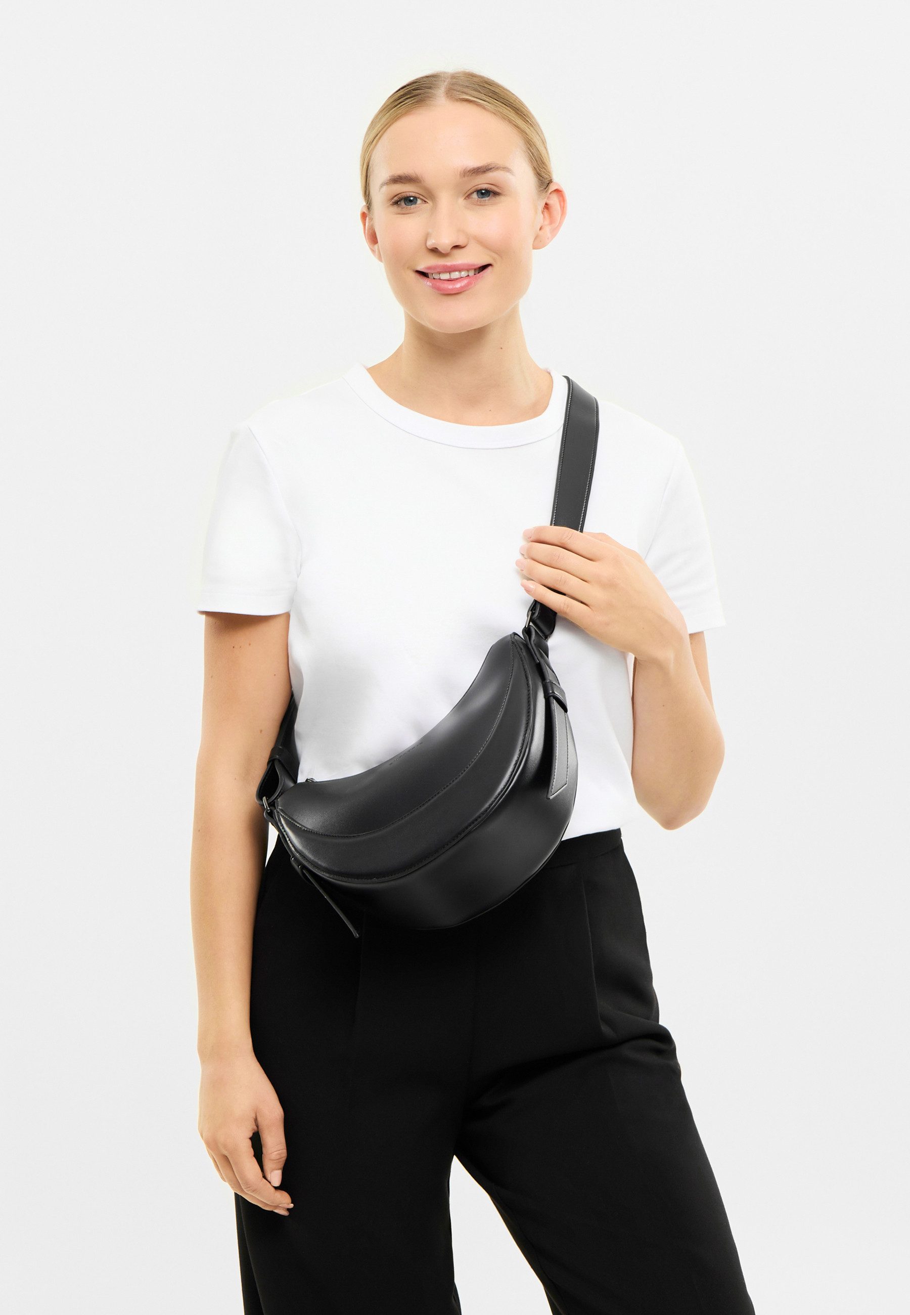 Expatrié Schultertasche Livia Handtasche für Damen (1-tlg), Elegante Half Moon Bag aus Kunstleder