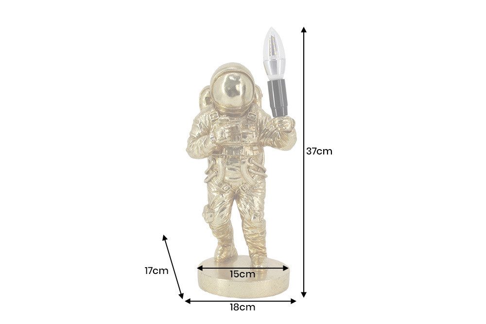 riess-ambiente Tischleuchte ASTRONAUT 40cm gold – Skulptur, handgefertigt, Accessoire, Deko-Figur, keine besonderen Funktionen, ohne Leuchtmittel, dekorative Leuchte als Statement Piece – ideal für Sideboard & Konsole