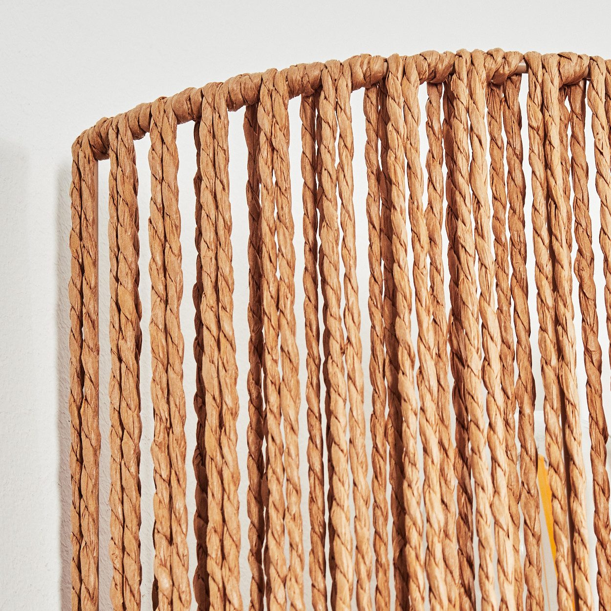 hofstein Wandleuchte Wandlampe aus Metall/Seil/Bast in Schwarz/Natur, Boho-Design, ohne Leuchtmittel, mit Stecker und Schalter, abnehmbares Kabel, UP&Down Lichteffekt, E27