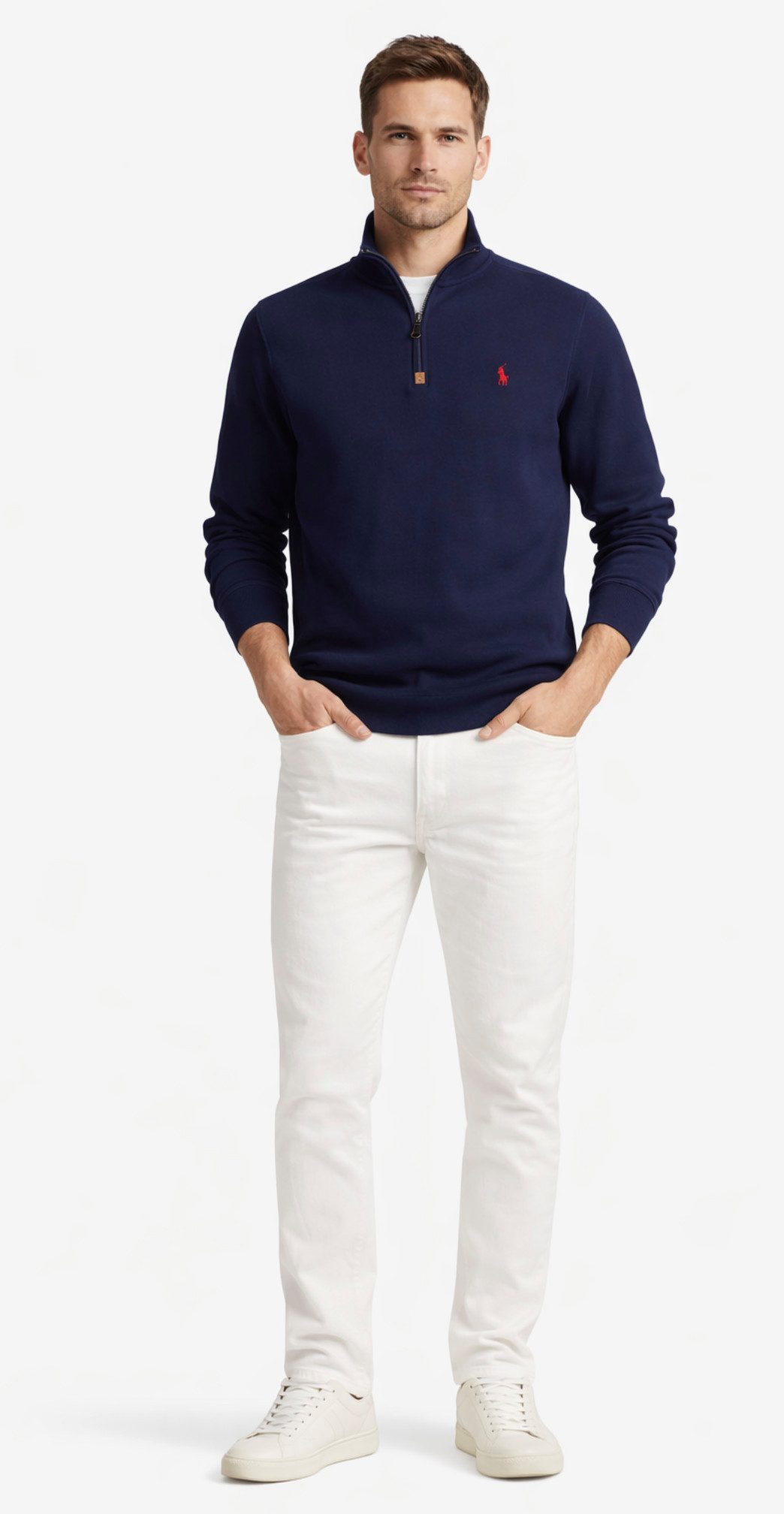 Polo Ralph Lauren Sweatshirt Pullover Troyer Half Zip Jumper Rib Sweater
