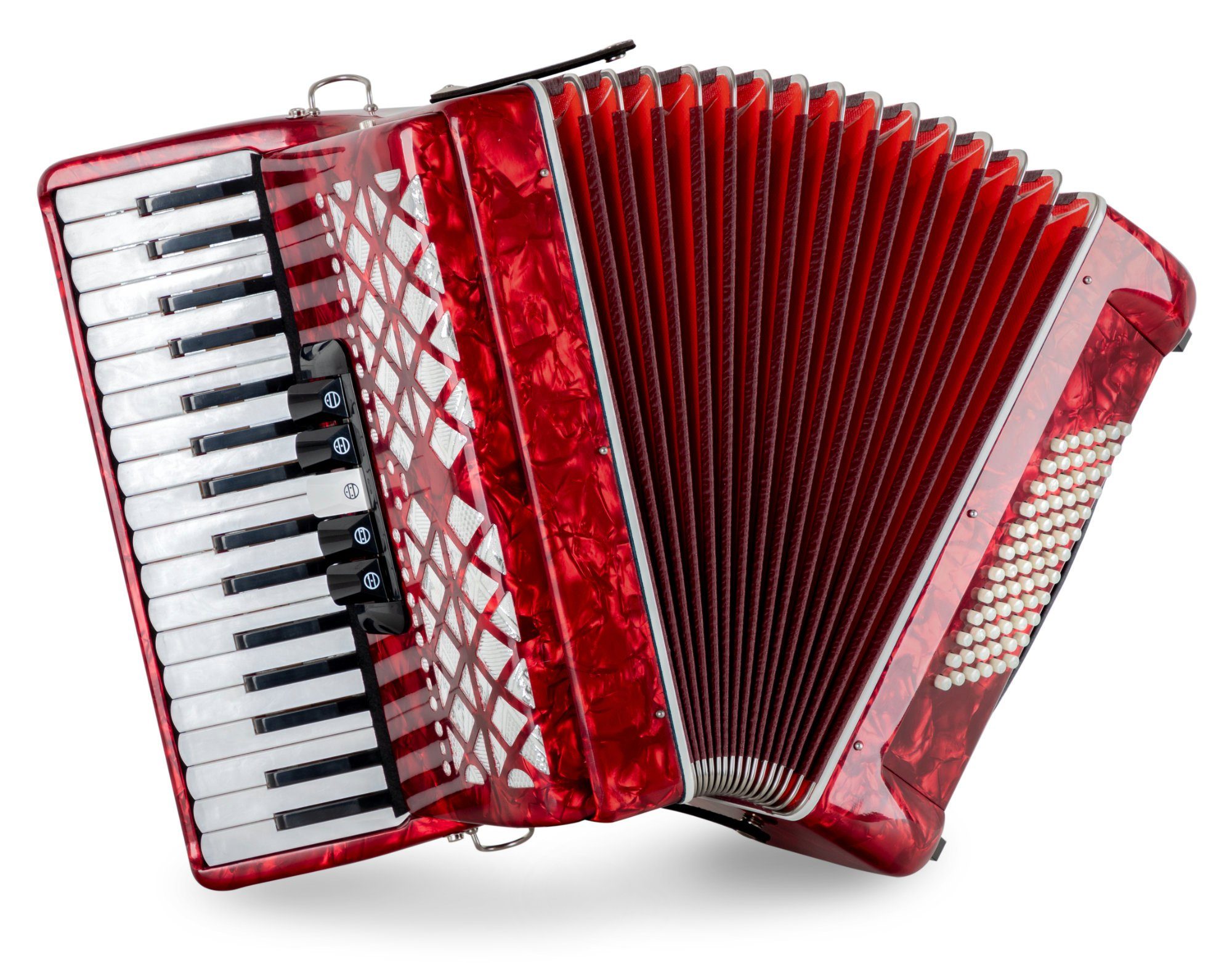 Classic Cantabile Knopf-Akkordeon "Secondo V" - 72 Bass Tastenakkordeon - 3-chörig - 34 Diskanttasten (Kompakt-Set, Inkl. Tasche und Tragegurte), mit Riemen & Rucksack-Tasche