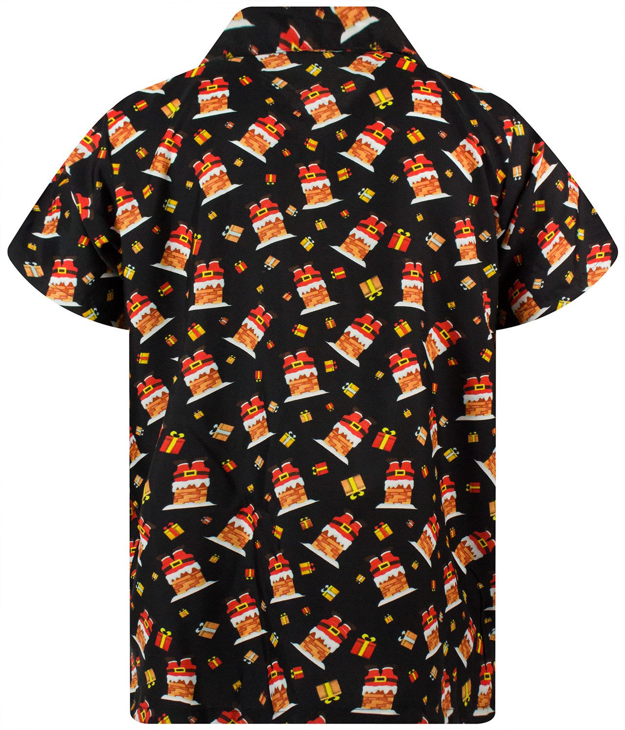 King Kameha Hawaiihemd Christmas Stuck Santa Funky Hawaii-Hemd Kurzarm Front-Tasche Unisex