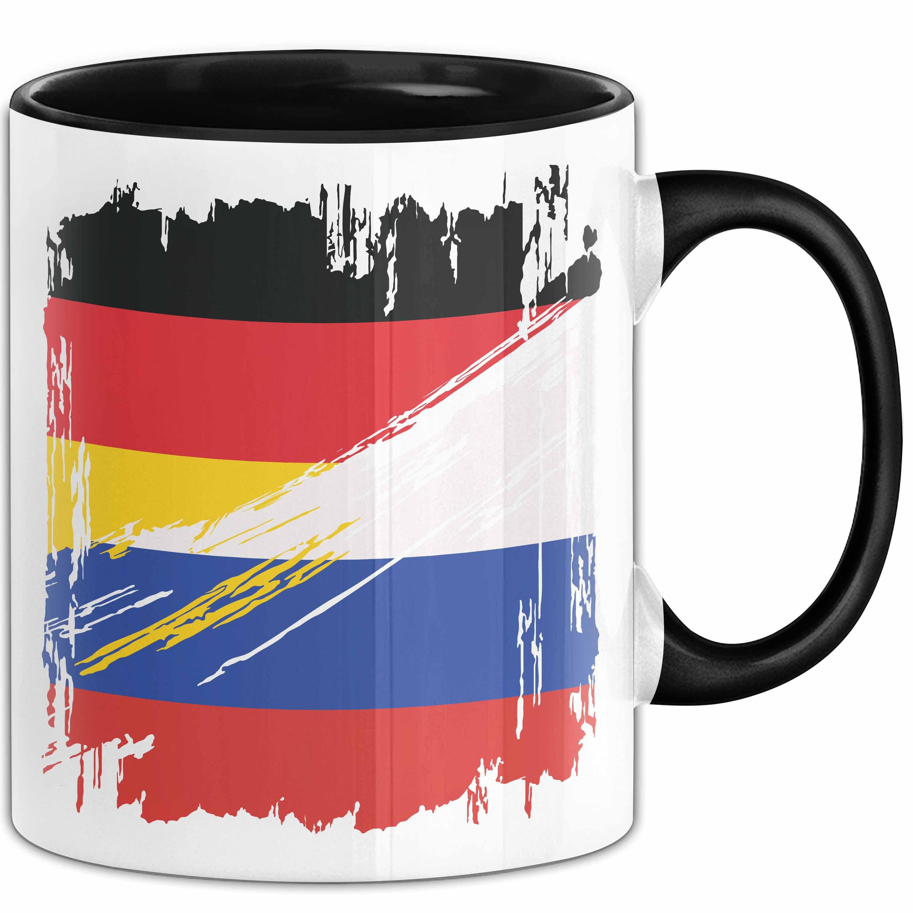 Trendation Tasse Russland Deutschland Flagge Halb Deutscher Halb Russe Fußball Germany