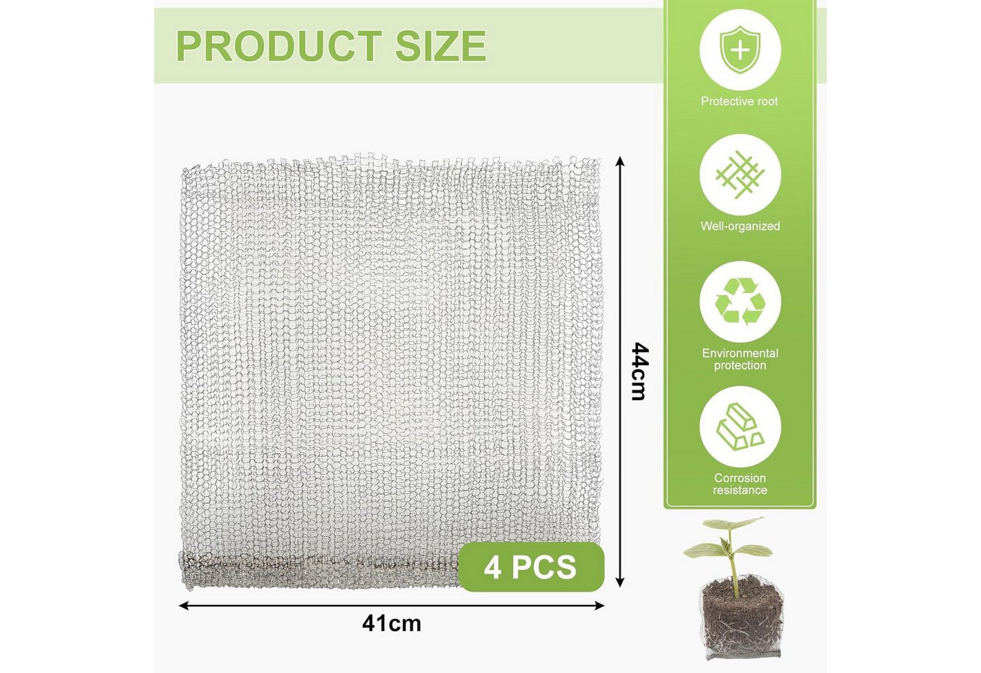 Thumbnail - LuxusKollektion Entwässerungsrinne 4er Set Wurzelschutzkörbe Edelstahl für Gartenpflanzen
