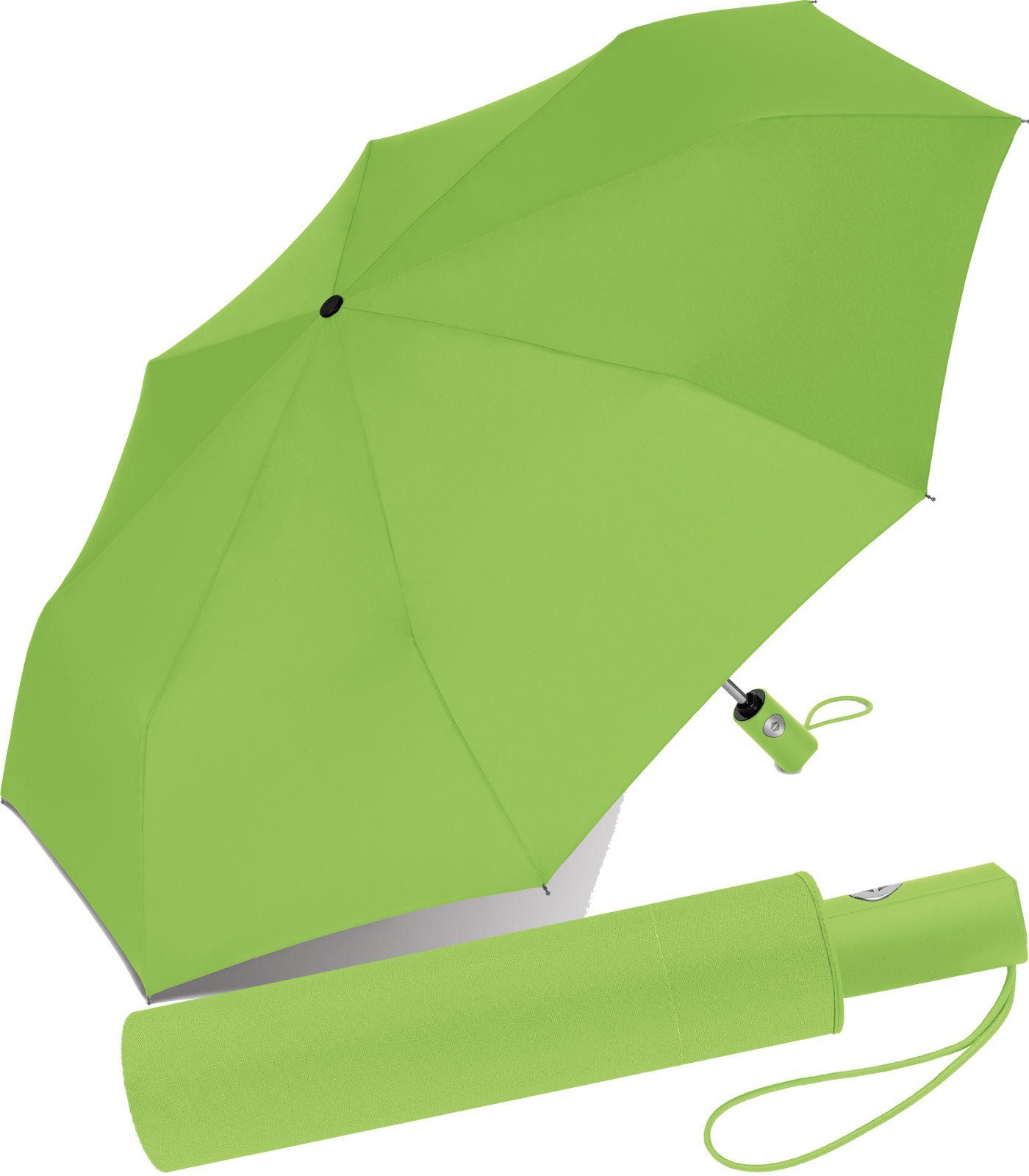 RS-Versand Taschenregenschirm schöner stabiler Regenschirm mit Auf-Zu-Automatik, für Damen und Herren, in vielen modischen Farben limette