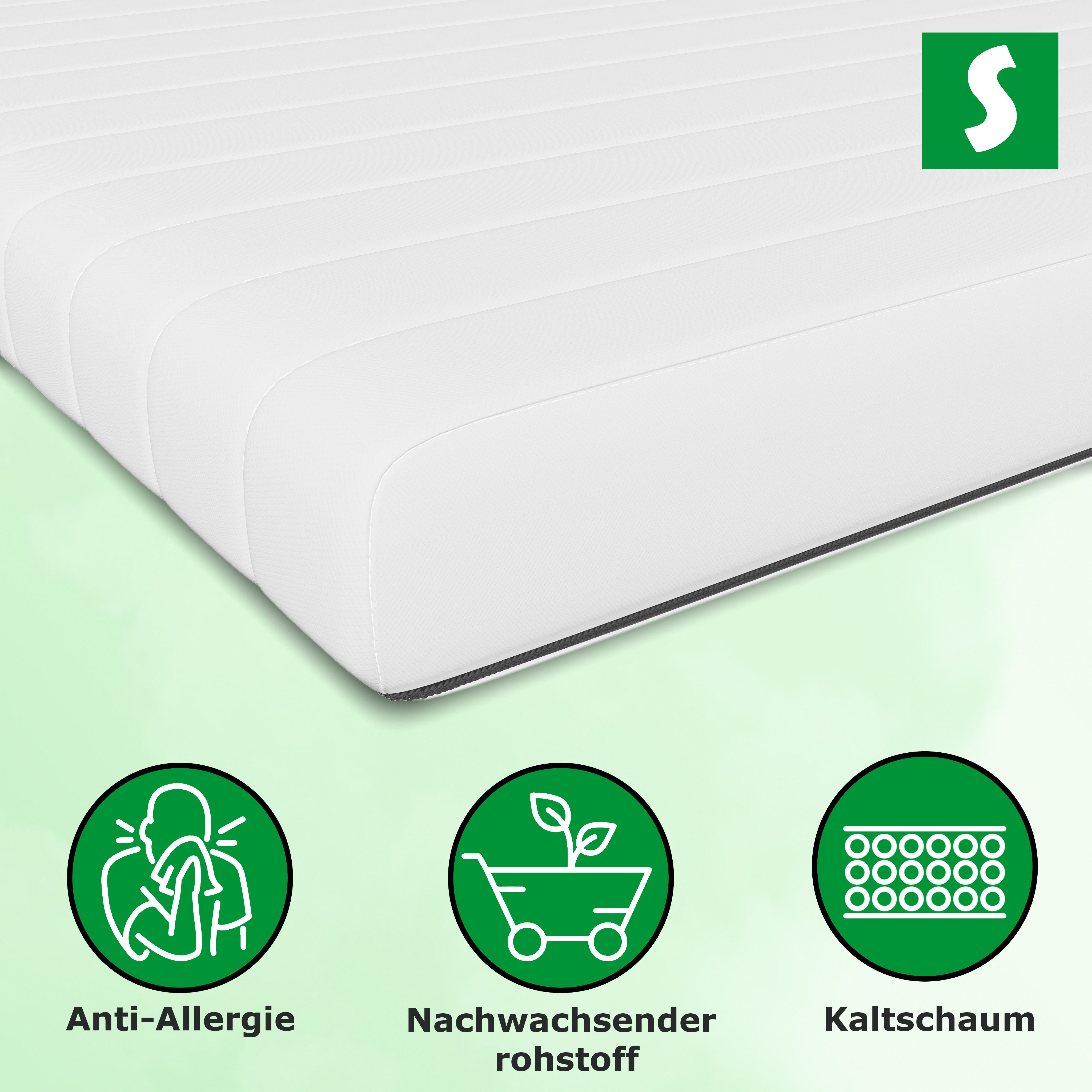 Kaltschaummatratze Premium 7-Zonen Wendematratze mit Härtegraden H2 und H3, Schlaftroll, 11 cm hoch, In verschiedenen Höhen und Größen erhältlich