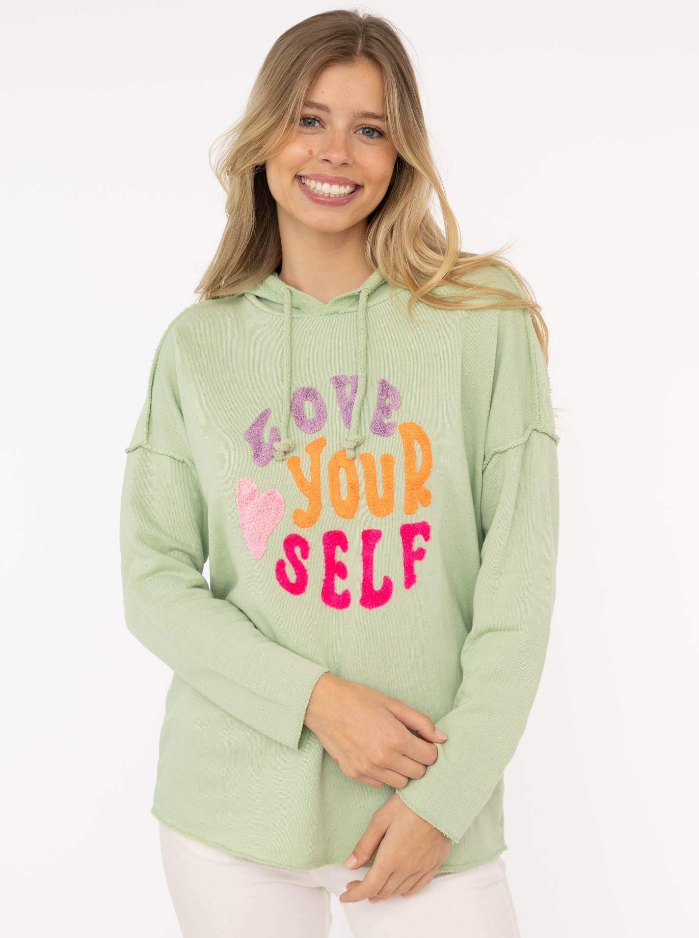 Zwillingsherz Hoodie "Love Yourself" Kapuze, Flockprint, günstig online kaufen