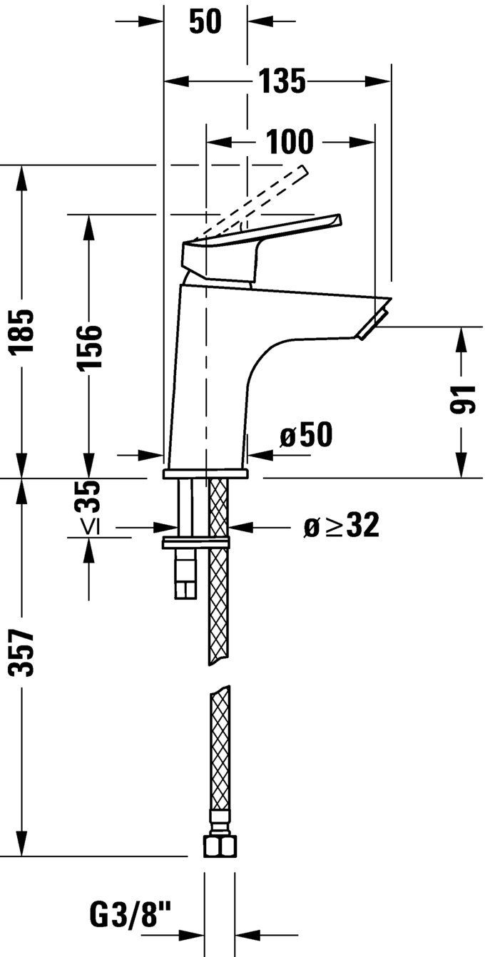 Duravit Badarmatur DURAVIT N.1 Einhebel Waschtischmischer S Mischbatterie Wasserhahn