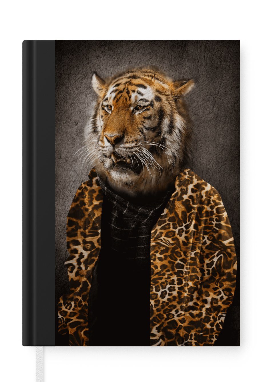 MuchoWow Notizbuch Tiger - Alt - Anzug, Journal, Merkzettel, Tagebuch, Notizheft, A5, 98 Seiten, Haushaltsbuch