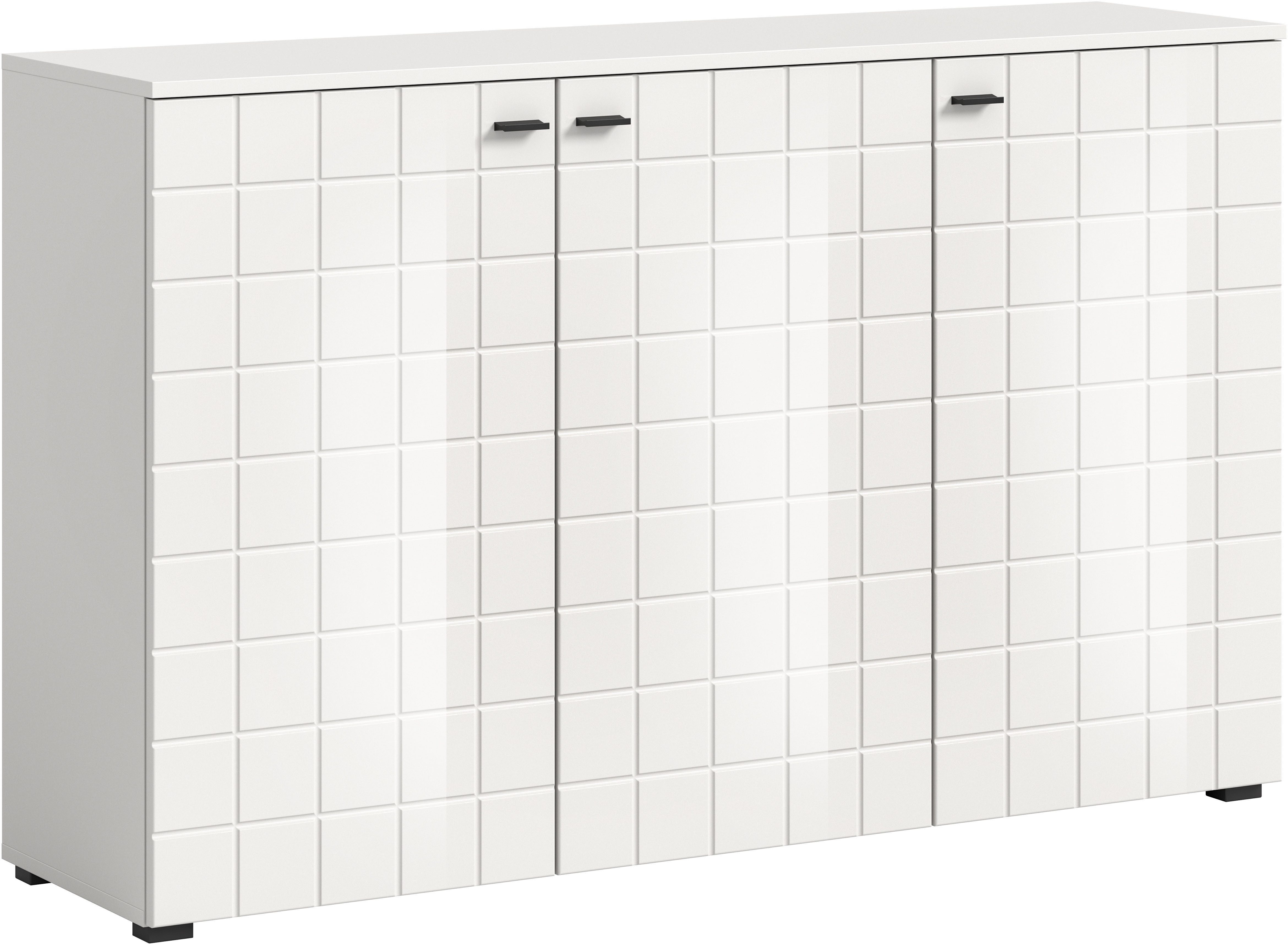 INOSIGN Sideboard Gora, Breite 138 cm, gefräste Front in Waffeloptik hochglanz, Kommode, Schrank, Anrichte