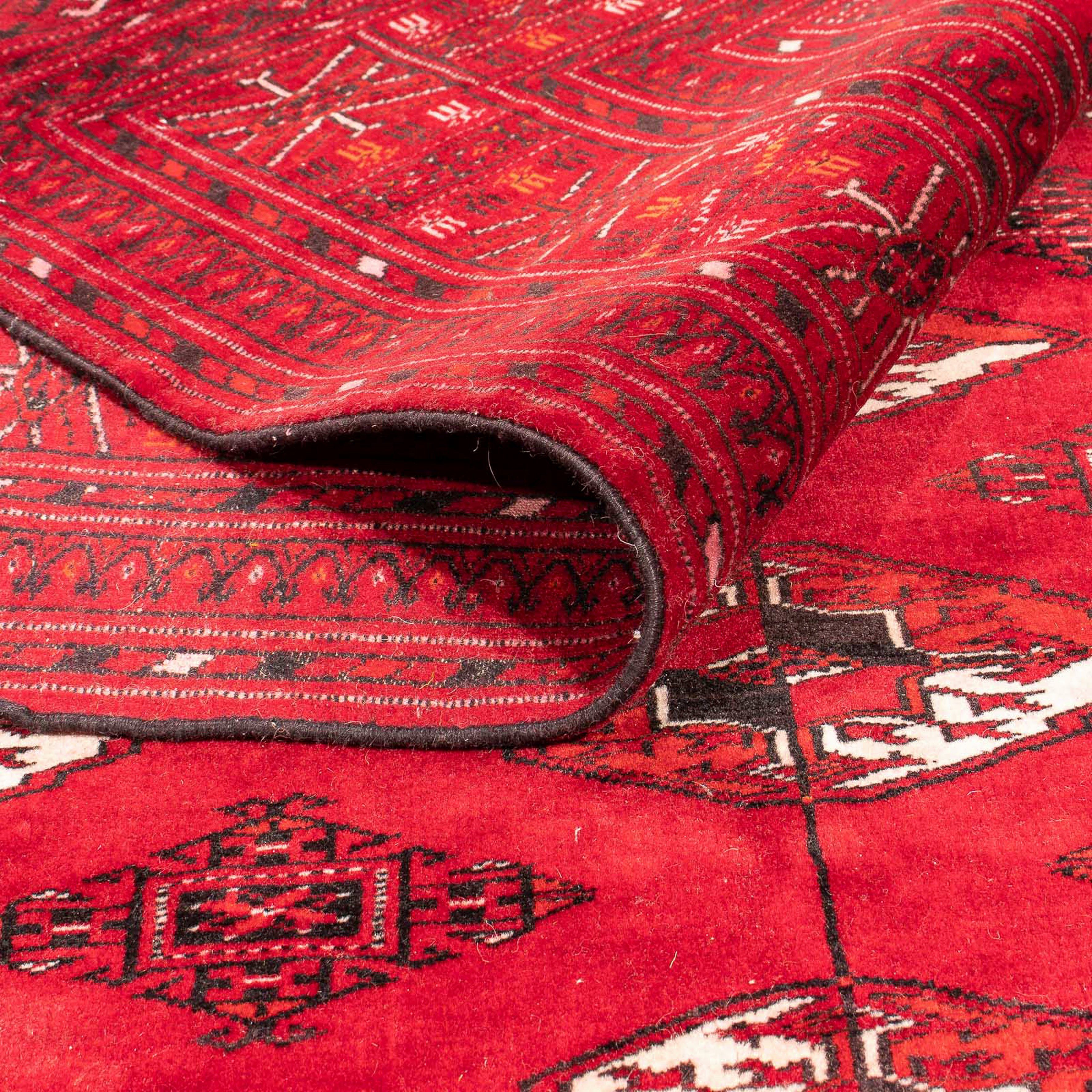 Orientteppich Turkaman - 190 x Einzelstück Höhe: 6 cm morgenland, 146 Wohnzimmer, rechteckig, mm, - Handgeknüpft, Zertifikat mit dunkelrot