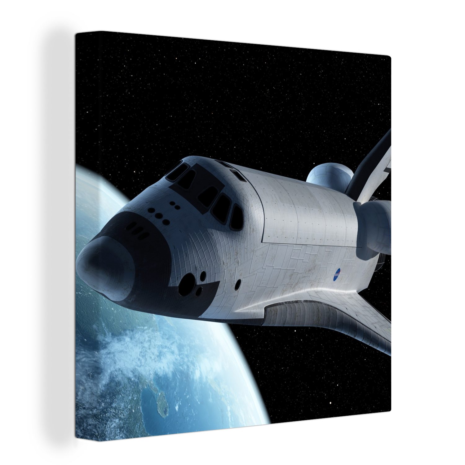 OneMillionCanvasses® Leinwandbild Space Shuttle über der Erde, (1 St), Leinwand Bilder für Wohnzimmer Schlafzimmer
