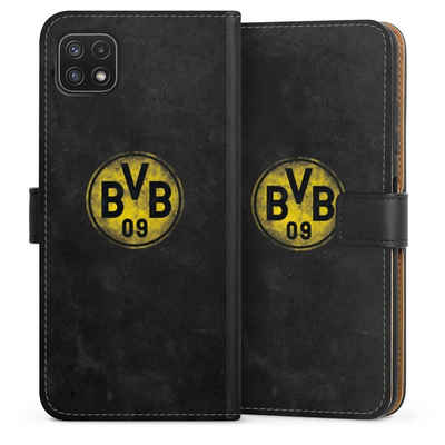 DeinDesign Handyhülle Borussia Dortmund BVB Fanartikel Grunge, Samsung Galaxy A22 5G Hülle Handy Flip Case Wallet Cover