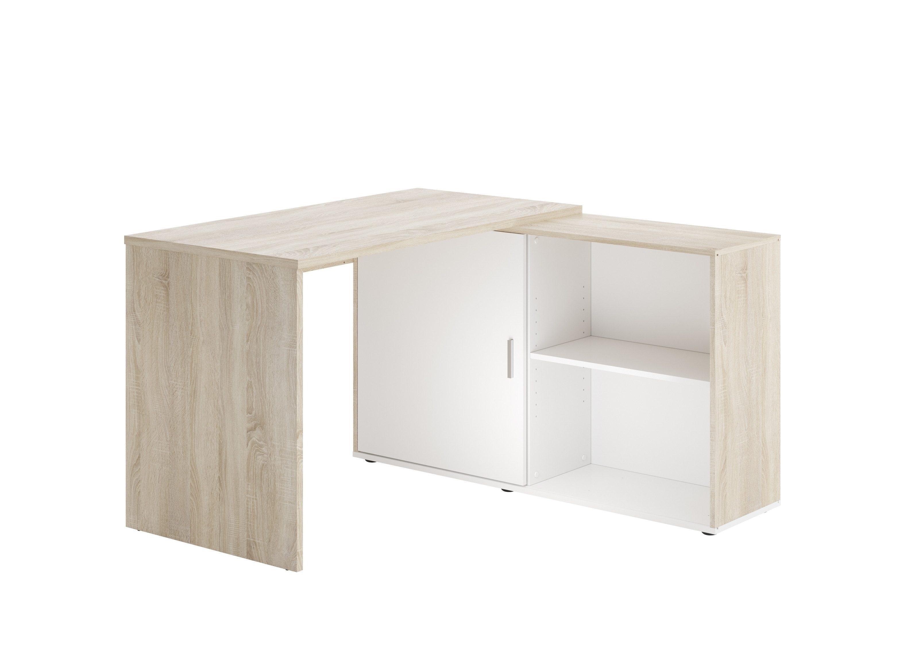 PREISBRECHER Schreibtisch VALLEY, in Eiche Dekor-weiß - 118x75x124,5cm (BxHxT)