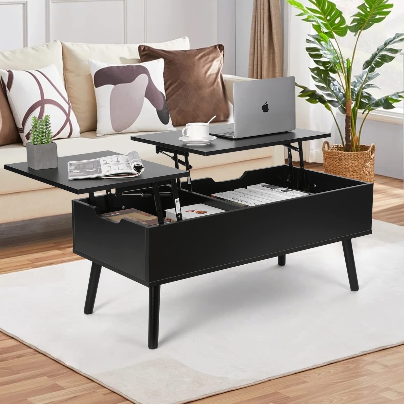 VOWNER Couchtisch Höhenverstellbarer, Versenkbarer, Wohnzimmertisch, Schwar günstig online kaufen