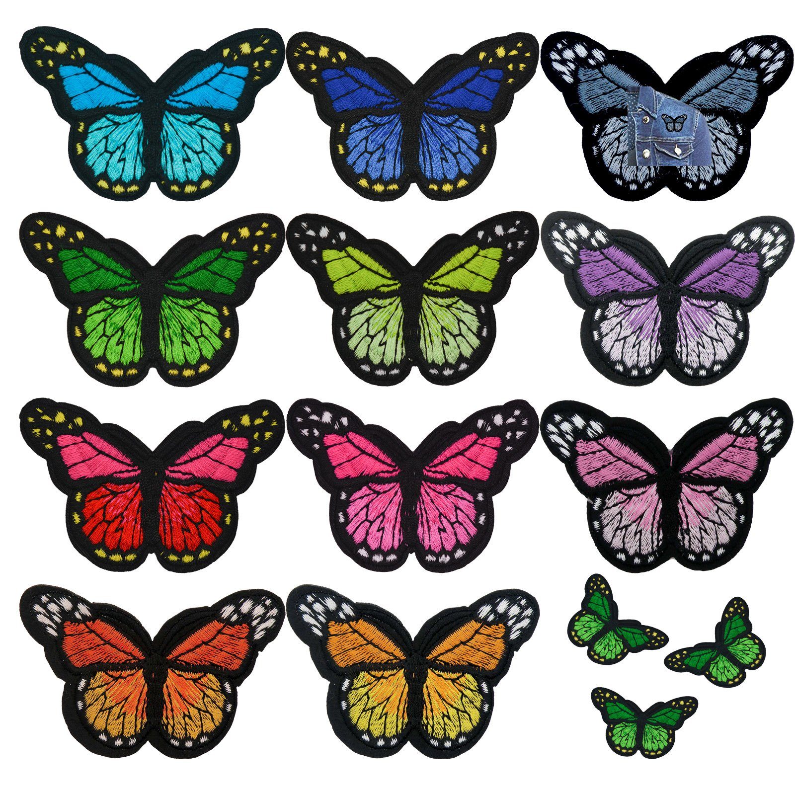 limettengrün Schmetterling Größenwahl, x 46 Polyester, mm maDDma Polyethylen Patchies 78 3 Schicht, Farb-/ Aufbügler bestickt