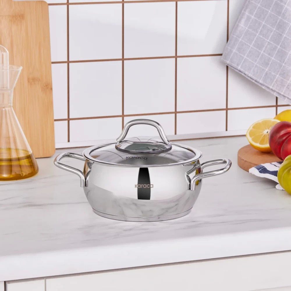 Karaca Kochtopf Karaca Emirgan Induktions Stahltopf Kochtopf Edehlstahl Topf, 16 cm