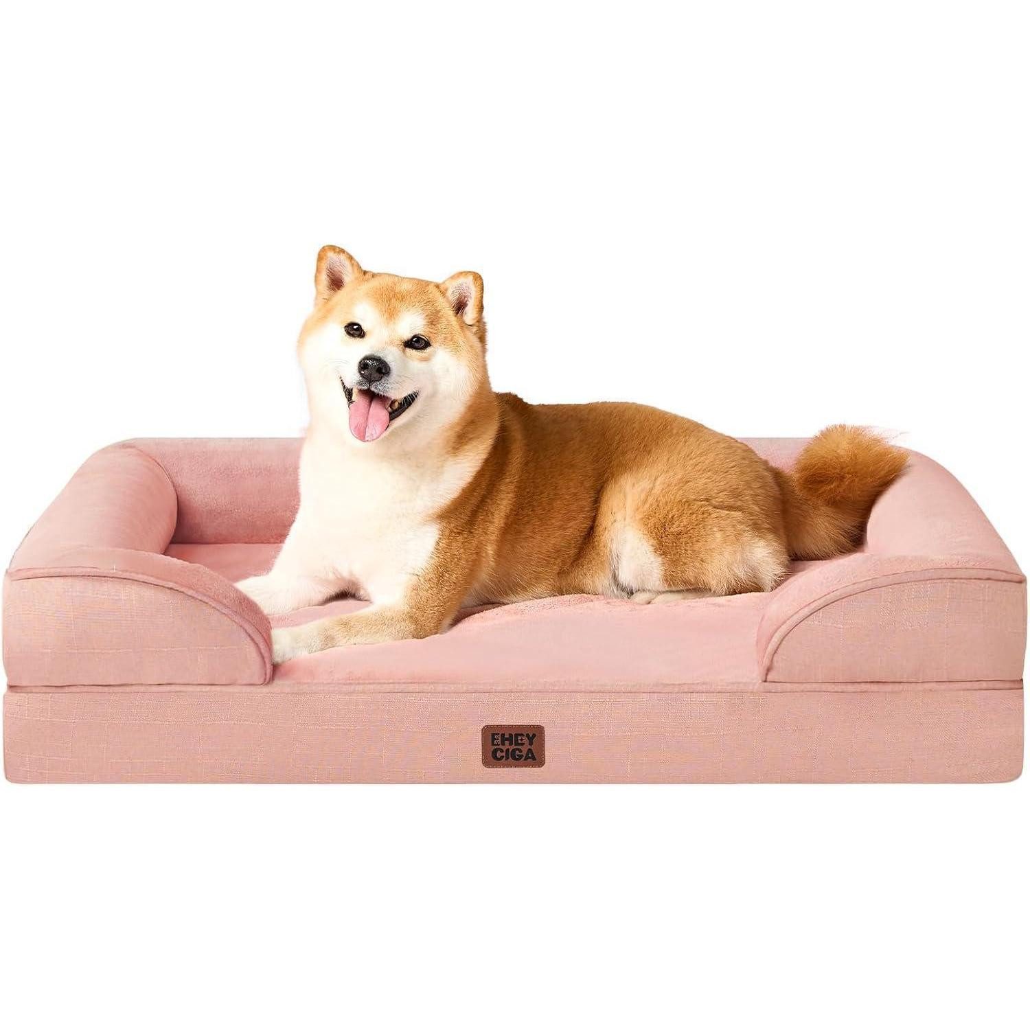 LuxusKollektion Hundebett Hundebett orthopädisches Memoryfoam L 89 x B 56 x H 17 cm Rosa