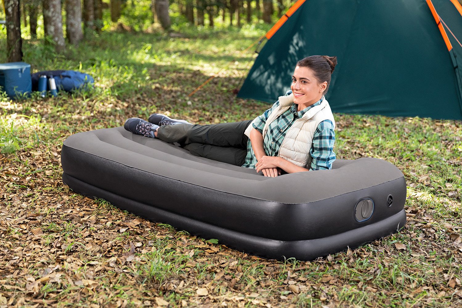 Bestway Luftbett TriTech® 191 x 97 x 36 cm, (Packung, 1-tlg., Inkl. Herausnehmbare USB-Elektropumpe), Ideal für den Innen- und Außengebrauch