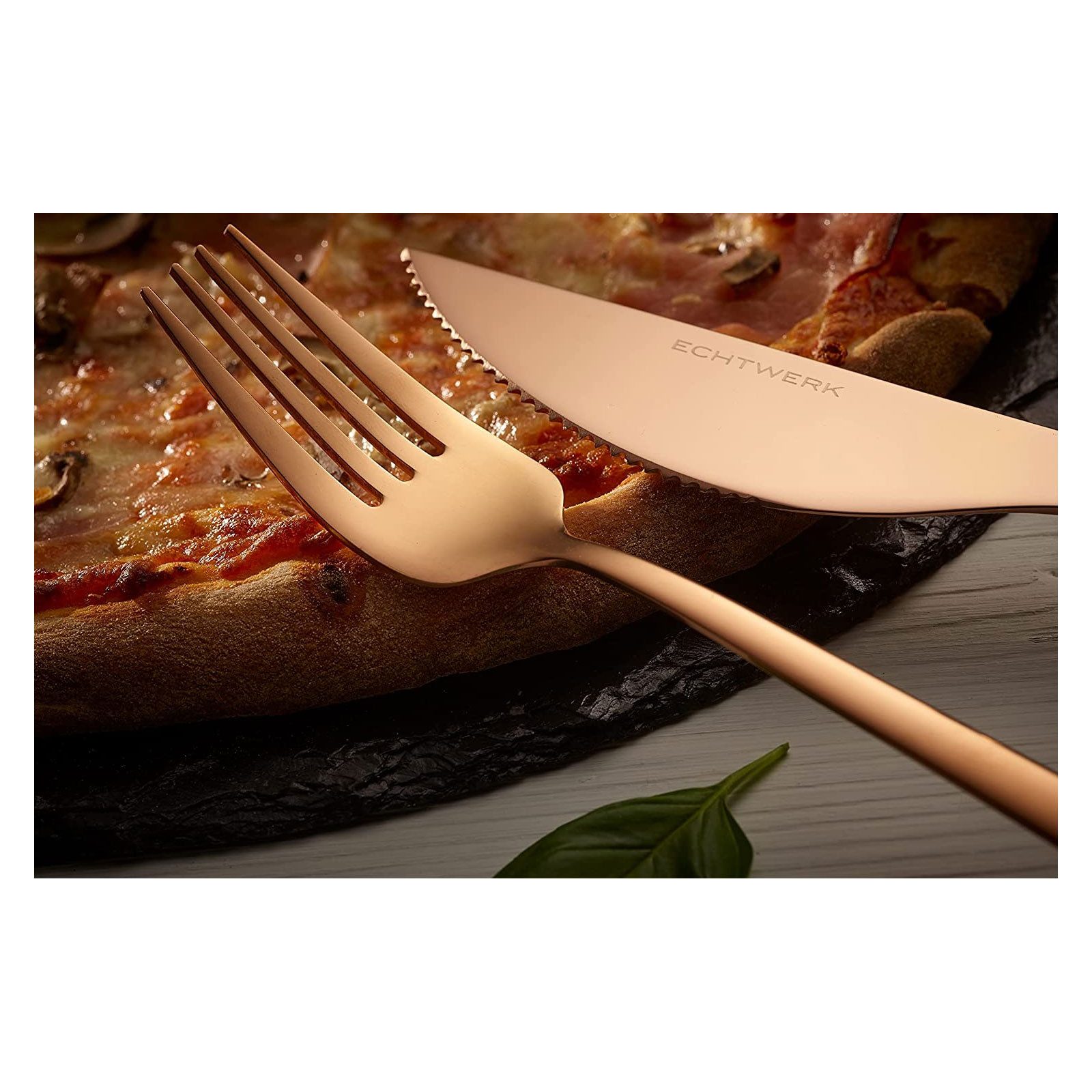 ECHTWERK Besteck-Set Pizzabesteck (4-tlg), 2 Personen, Edelstahl, Pizzaset, Steakbesteck, Essbesteck aus Edelstahl