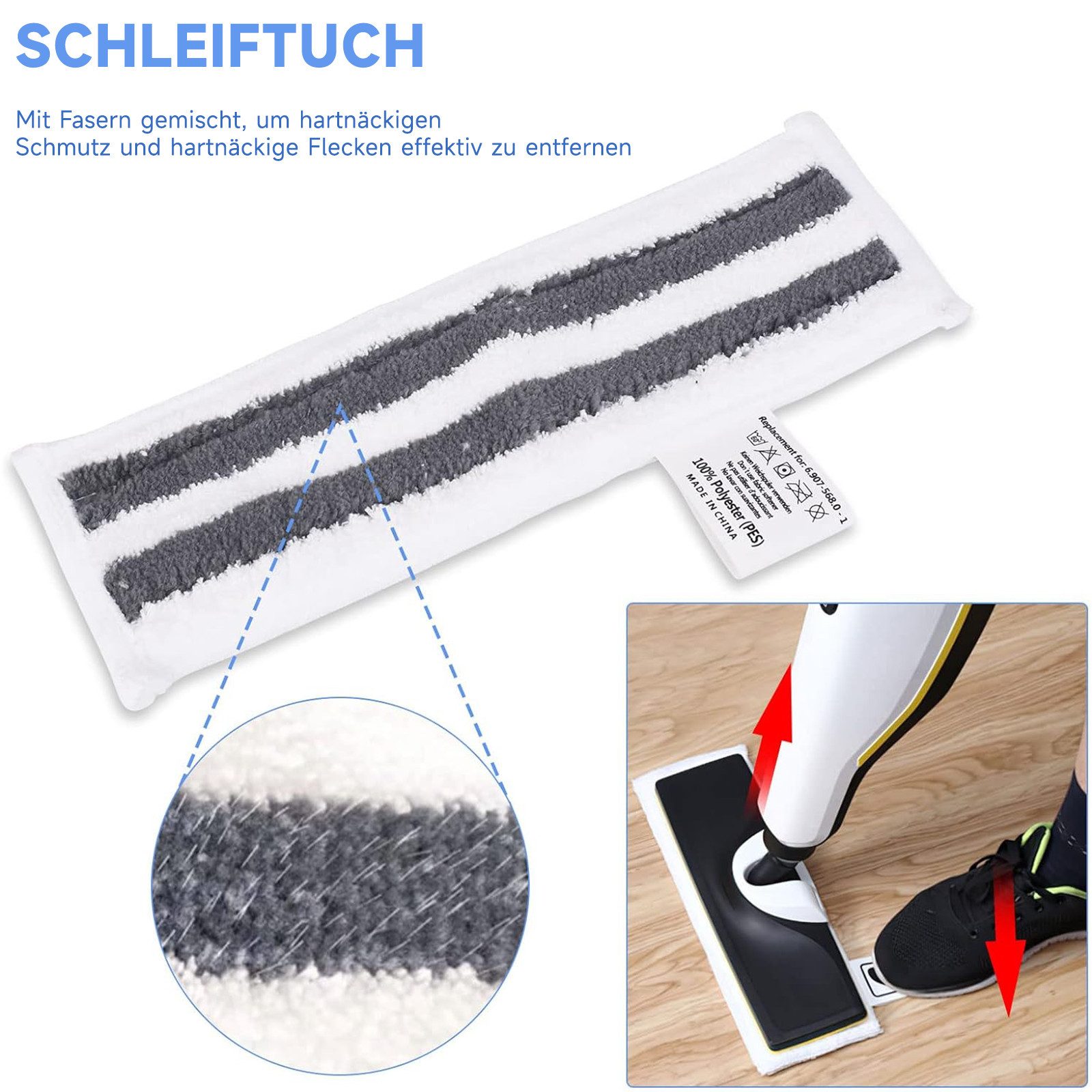 MOPUEA Reinigungsbürsten-Set 12 Stück Mikrofaser-Tuchset,Dampfreiniger Ersatztücher, (3 Mikrofaserbezüge 2 Schleiftücher 3 Düsenbezüge 4 Rundbürsten), Passendes – Bild 4 von 5