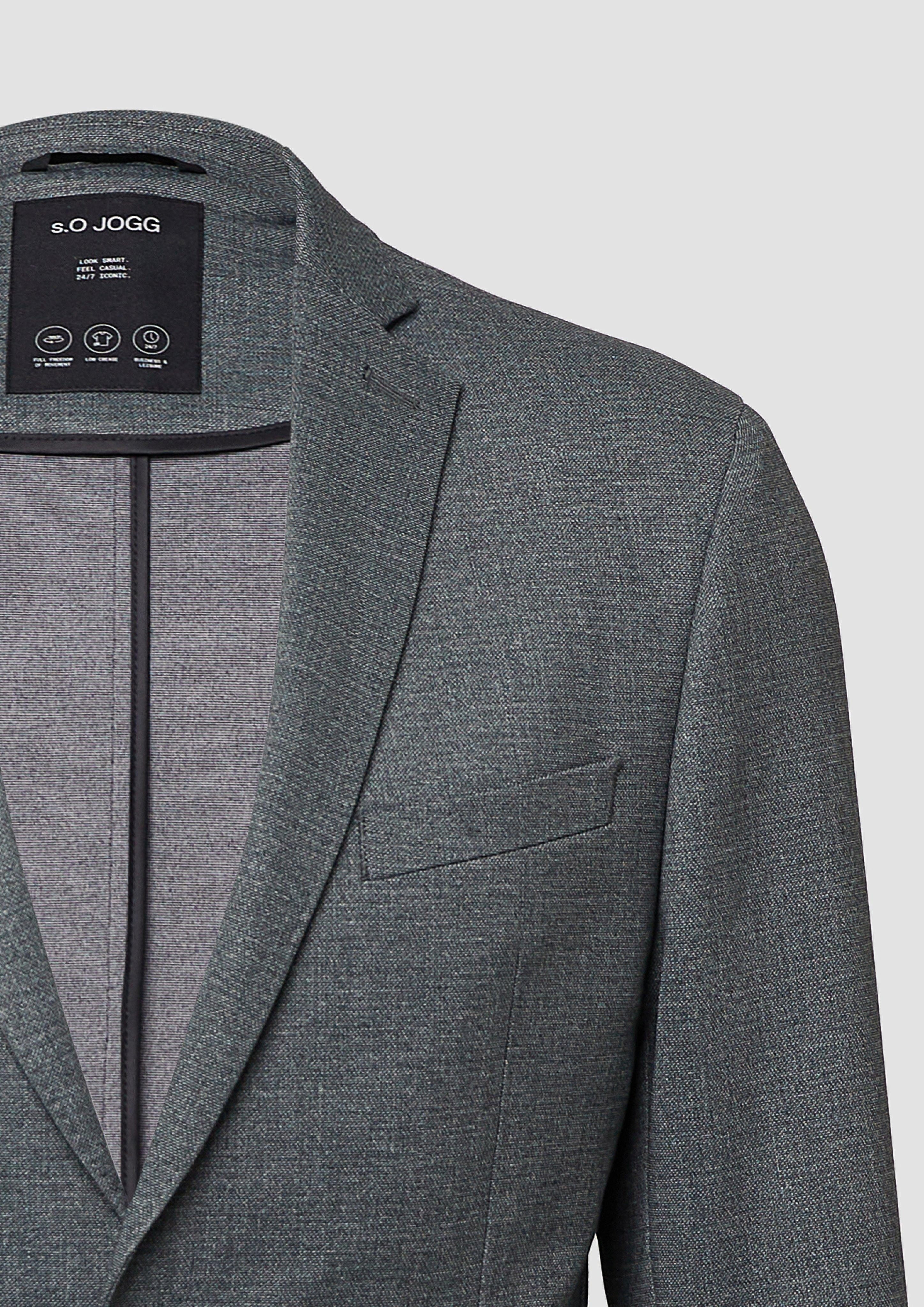 s.Oliver BLACK LABEL Sakko s.O JOGG: Anzug-Sakko im Slim Fit aus fein gemustertem Interlockjersey