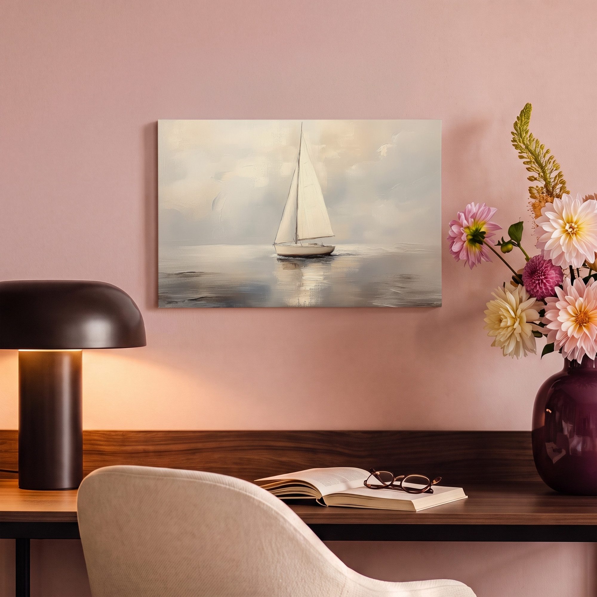 OneMillionCanvasses® Leinwandbild Segelschiff - Meer - Bewölkt, Fotodruck (1 St), Leinwand Bilder Klein, Wand Dekoration Aesthetic 30x20 cm – Bild 4 von 5