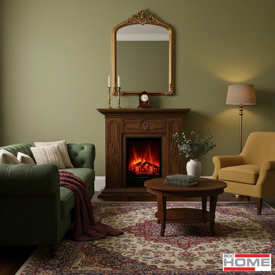 abc HOME Elektrokamin mit filigranen Ornamenten, Heizfunktion, Eleganz trifft Moderne, 2 Heizstufen: 900 & 1800 Watt