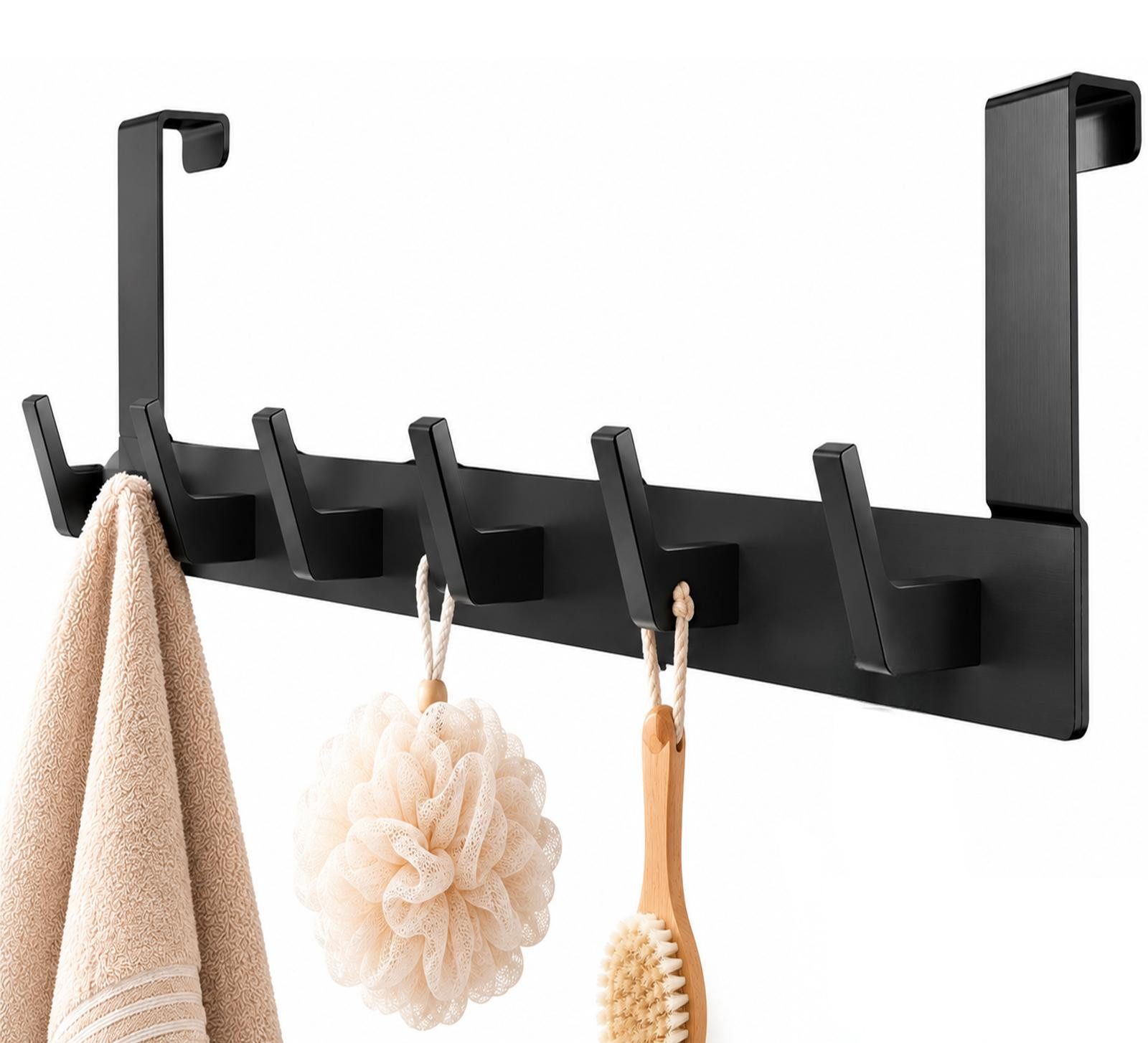 Refined Living Türhaken Türgarderobe zum Einhängen mit 6 Haken, ohne Bohren, Rostfrei, Schlafzimmer, Tür, für Flur, Bad und Küche, (Hakenleiste Bad, Türgarderobe, Ohne Bohren Türhaken, Platzsparende Türhaken, Türhaken zum Einhängen, 1-St., Arbeitszimmer, Kleiderhaken Tür, Handtuchhaken Tür, Türgarderobe), Robust & Langlebig, Vielseitig einsetzbar