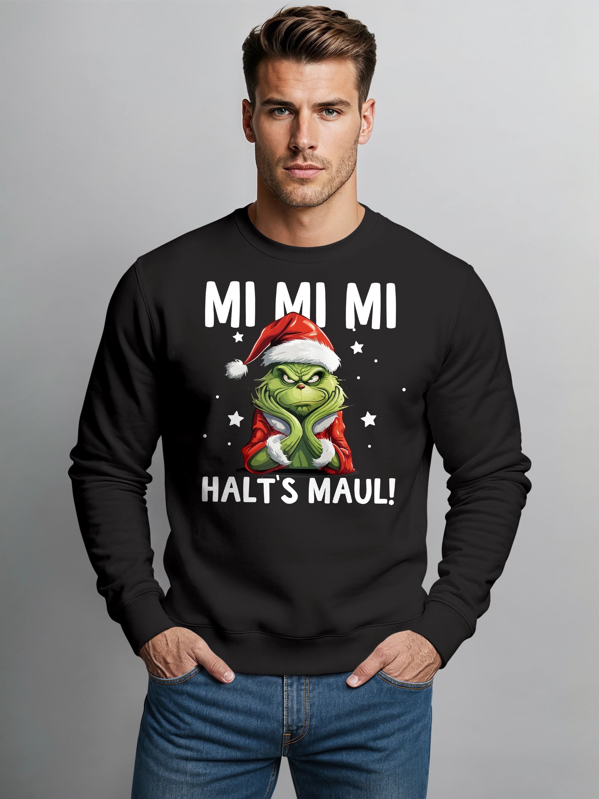 MoonWorks Sweatshirt Sweatshirt Herren Weihnachten Grinch Mimimi Halts Maul günstig online kaufen