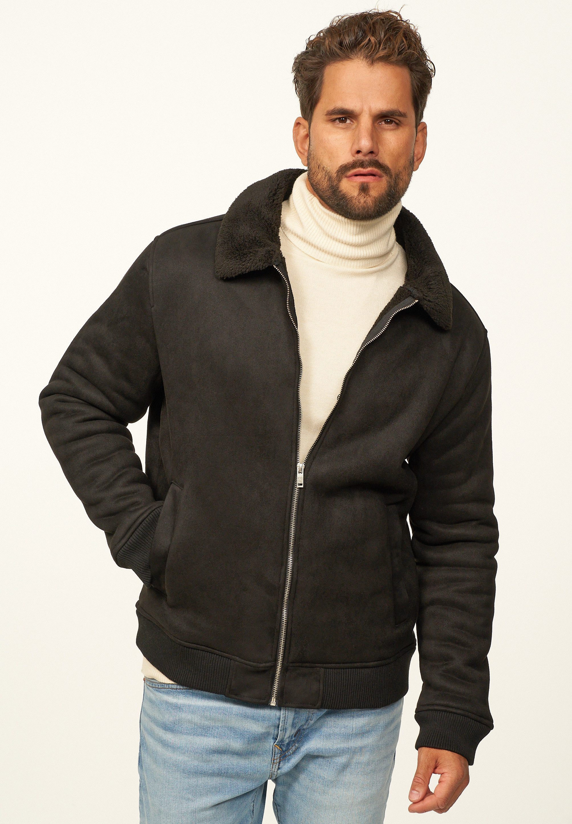 Blouson als Weiche Übergangsjacke in Lammfell-Optik