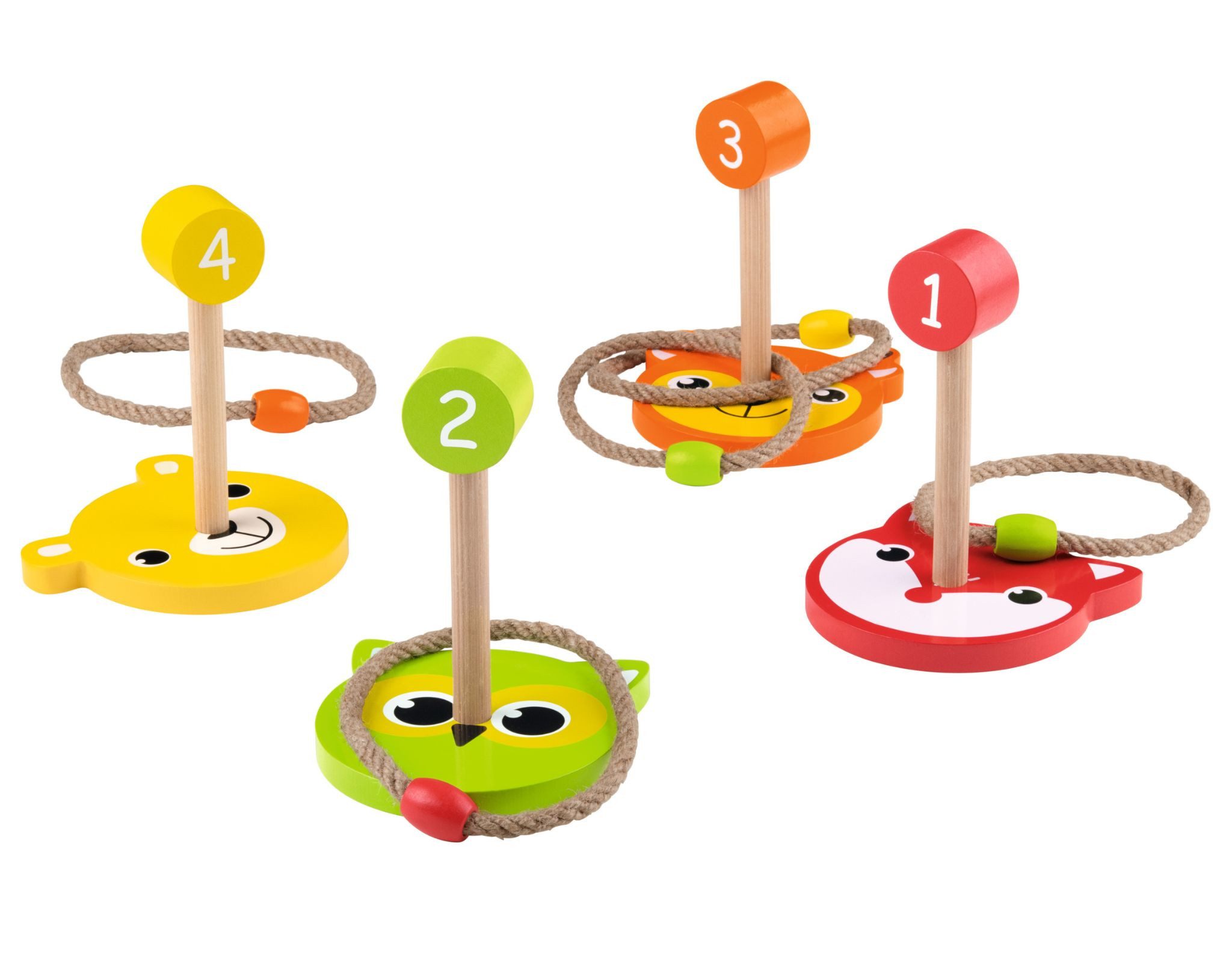 Playtive Spielzeug-Gartenset Kinder Gartenspielgerät Wurfspiel Echtholz Ringwurfspiel Outdoor, (Set, 12-tlg), Ringwurfspiel für den Garten, Echtholz, für die ganze Familie