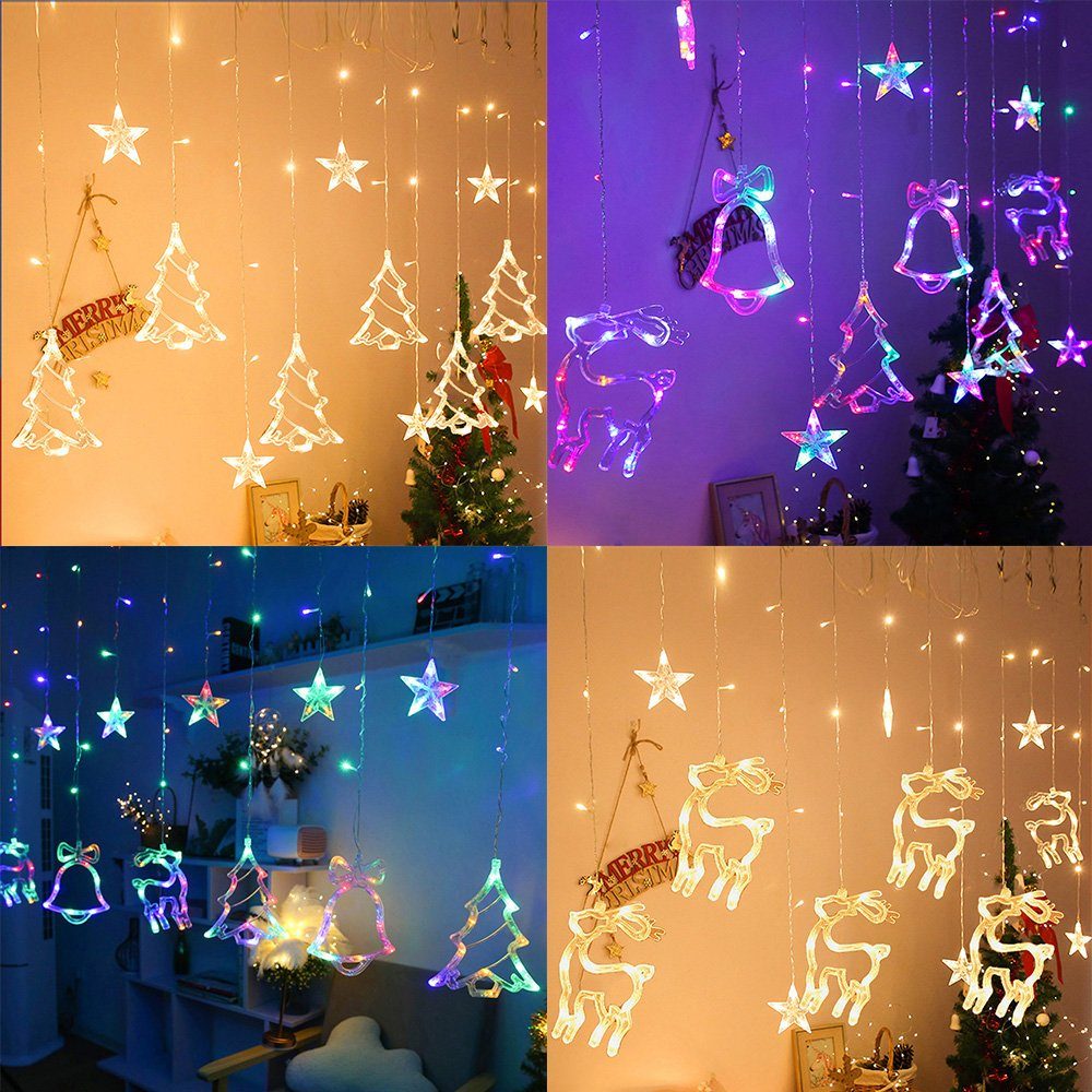 Sunicol LED-Lichterkette LED Modell Wasserdicht, Balkon Außen Lichter, IP44 3M, B Garten, für (Warmweiß) Innen Fenster Lichtervorhang, Schlafzimmer, Weihnachtsdeko, Batterie