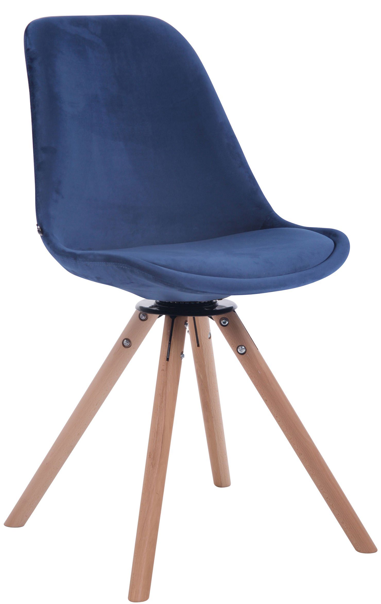 TPFLiving Esszimmerstuhl Troll mit hochwertig gepolsterter Sitzfläche - Konferenzstuhl (Küchenstuhl - Esstischstuhl - Wohnzimmerstuhl - Polsterstuhl), Gestell: Buchenholz Natura - Sitzfläche: Samt blau