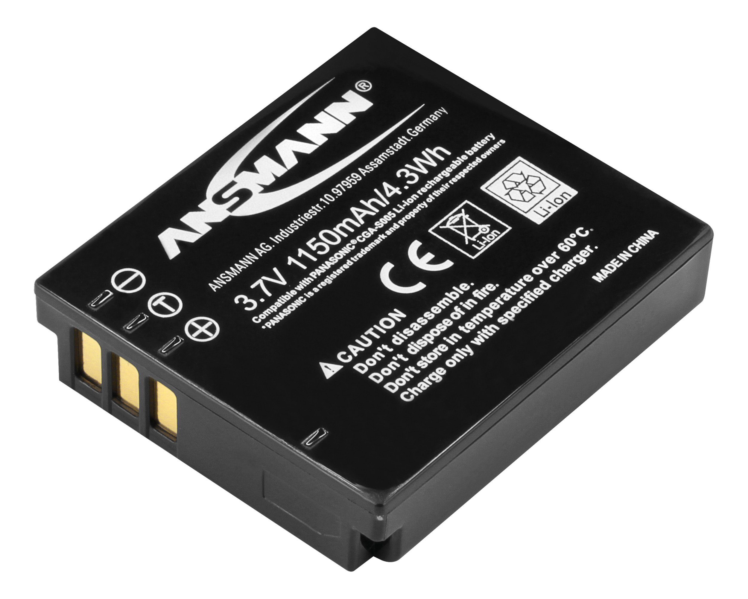 Li-Ion Akku A-Pan CGA S005 3,7V, 1020 mAh, Leistungsstarke Batterie Akku