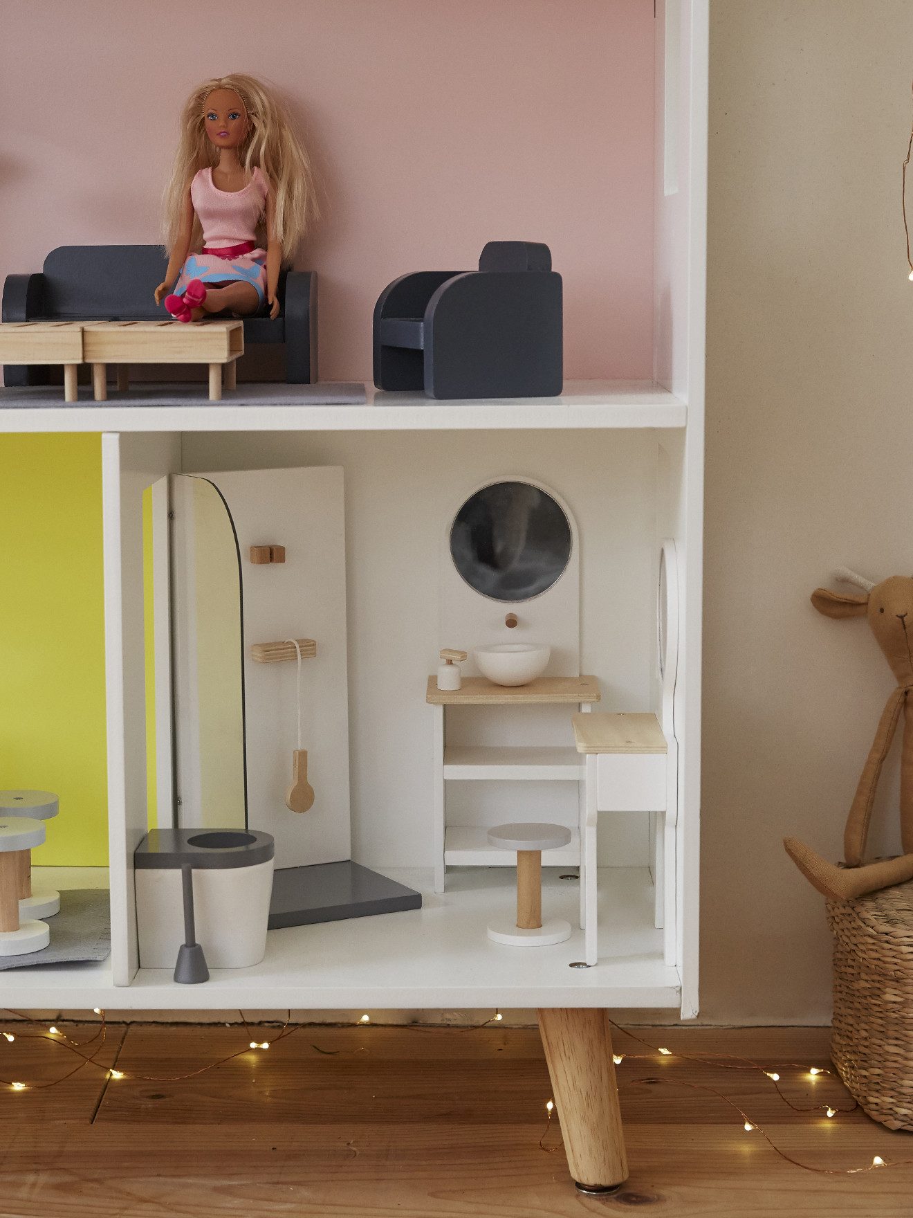 vertbaudet Puppen Accessoires-Set Badmöbel für Modepuppen aus Holz FSC®