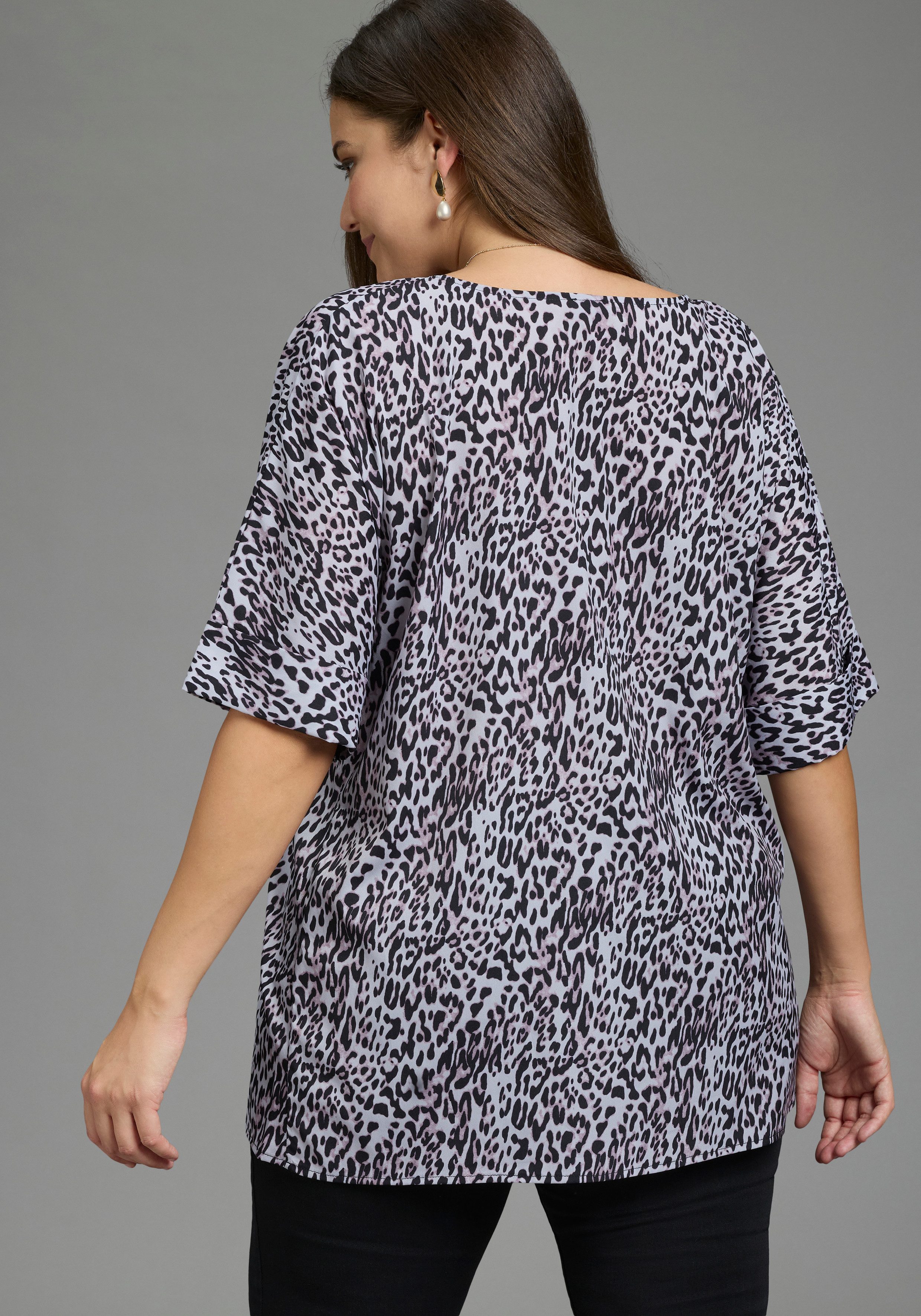 Laura Scott CURVE Schlupfbluse Große Größen weite Passform, po-bedeckende Länge, femininer Stil